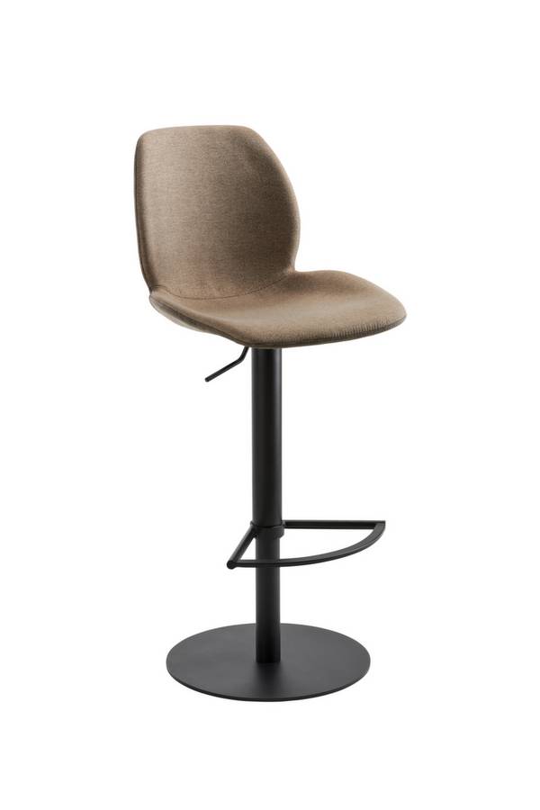 Barhocker,Sitz H 525-775mm,Sitz Stoff sand meliert,Rücken Stoff sand meliert,m. Fußstütze,Tellerfuß,Gestell schwarz
