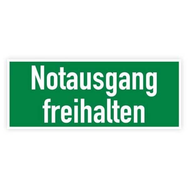 Rettungszeichen, Notausgang freihalten, Aufkleber, Folie, 250 x 100 mm