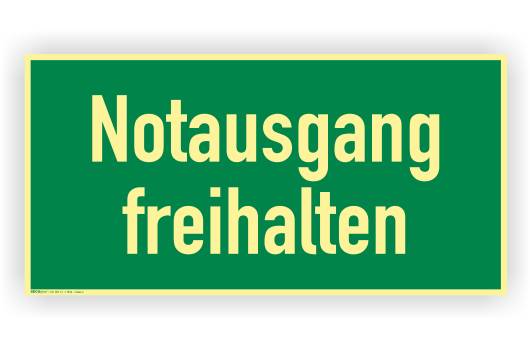 Rettungszeichen, Notausgang freihalten, Aufkleber, Folie, 250 x 100 mm-1