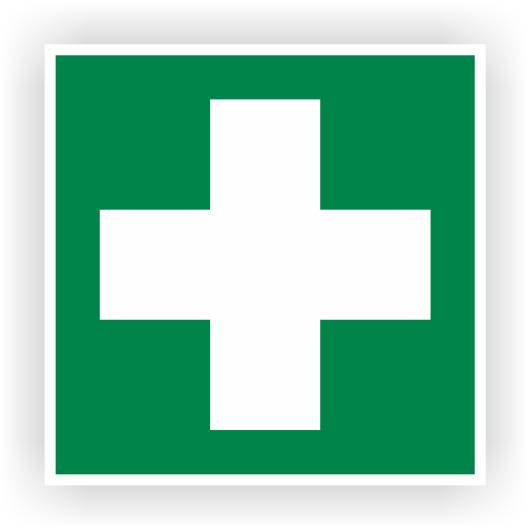 Rettungszeichen, Erste Hilfe, ISO 7010, Aufkleber, Folie, 150 x 150 mm-0