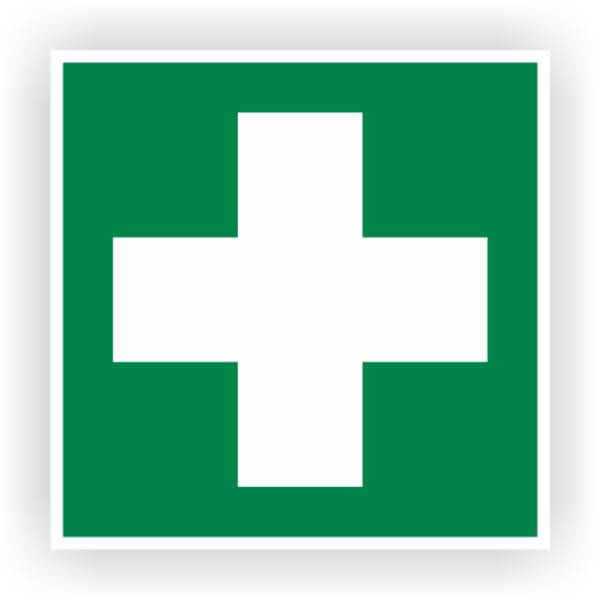 Rettungszeichen, Erste Hilfe, ISO 7010, Aufkleber, Folie, 150 x 150 mm