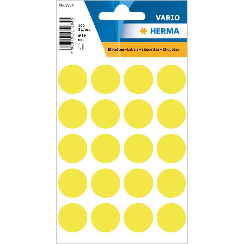HERMA Markierungspunkt 1884 19mm leuchtgelb 100 St./Pack.-0