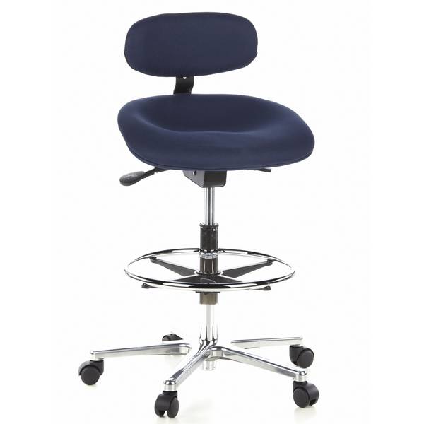 Hocker Drehhocker Arbeitsstuhl WORK MF Stoff blau Chrom hjh OFFIC