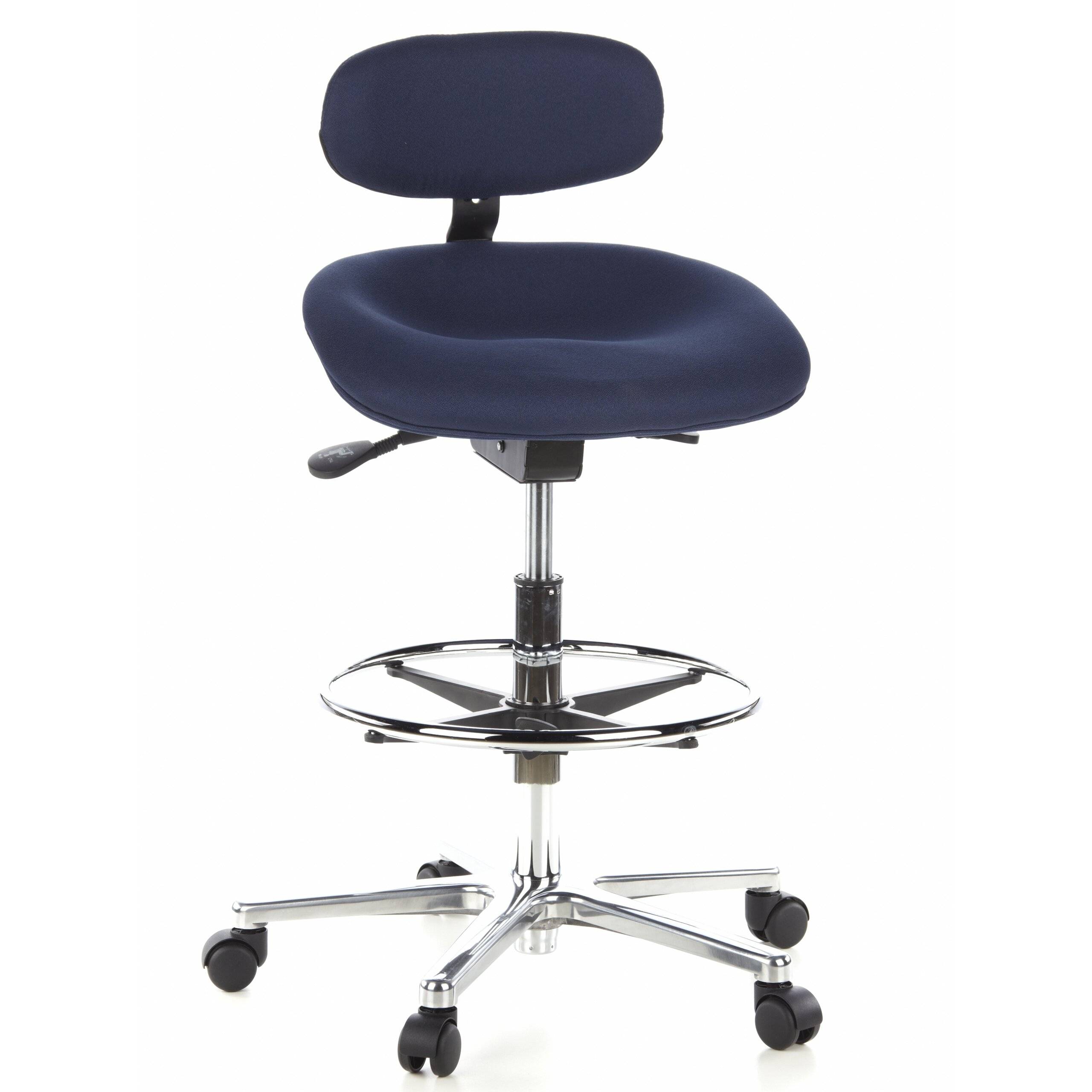 Hocker Drehhocker Arbeitsstuhl WORK MF Stoff blau Chrom hjh OFFIC-0
