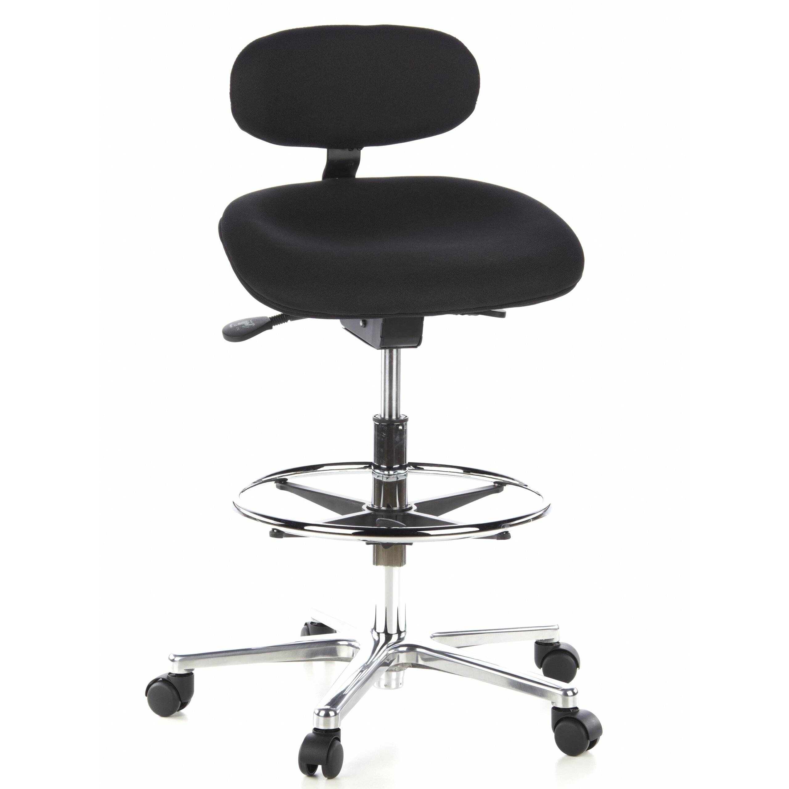 Hocker Drehhocker Arbeitsstuhl WORK MF Stoff schwarz Chrom hjh OFFICE-0