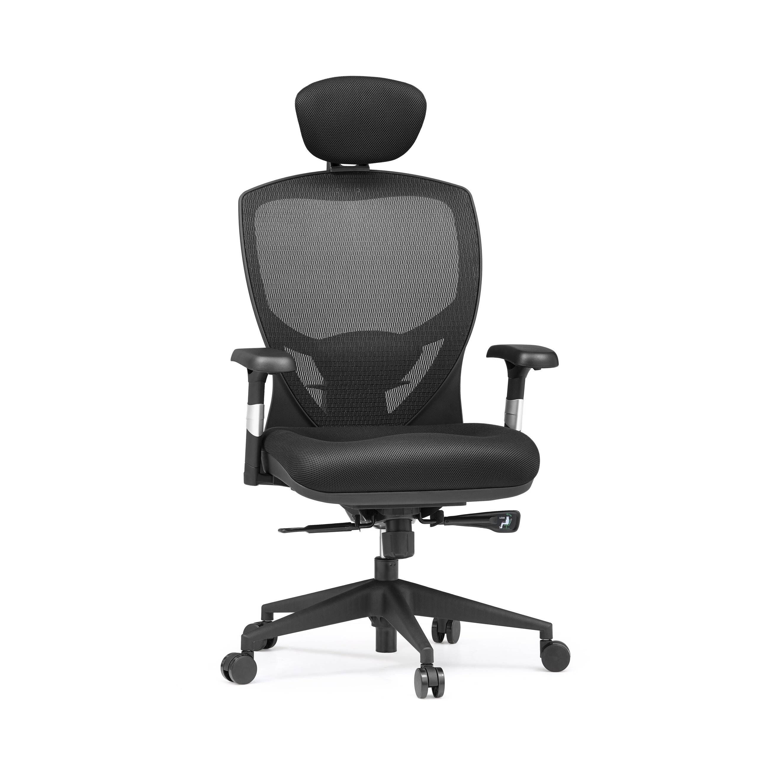 Bürostuhl Chefsessel VENUS BASE Sitz Stoff Rücken Netz schwarz hjh OFFICE-0