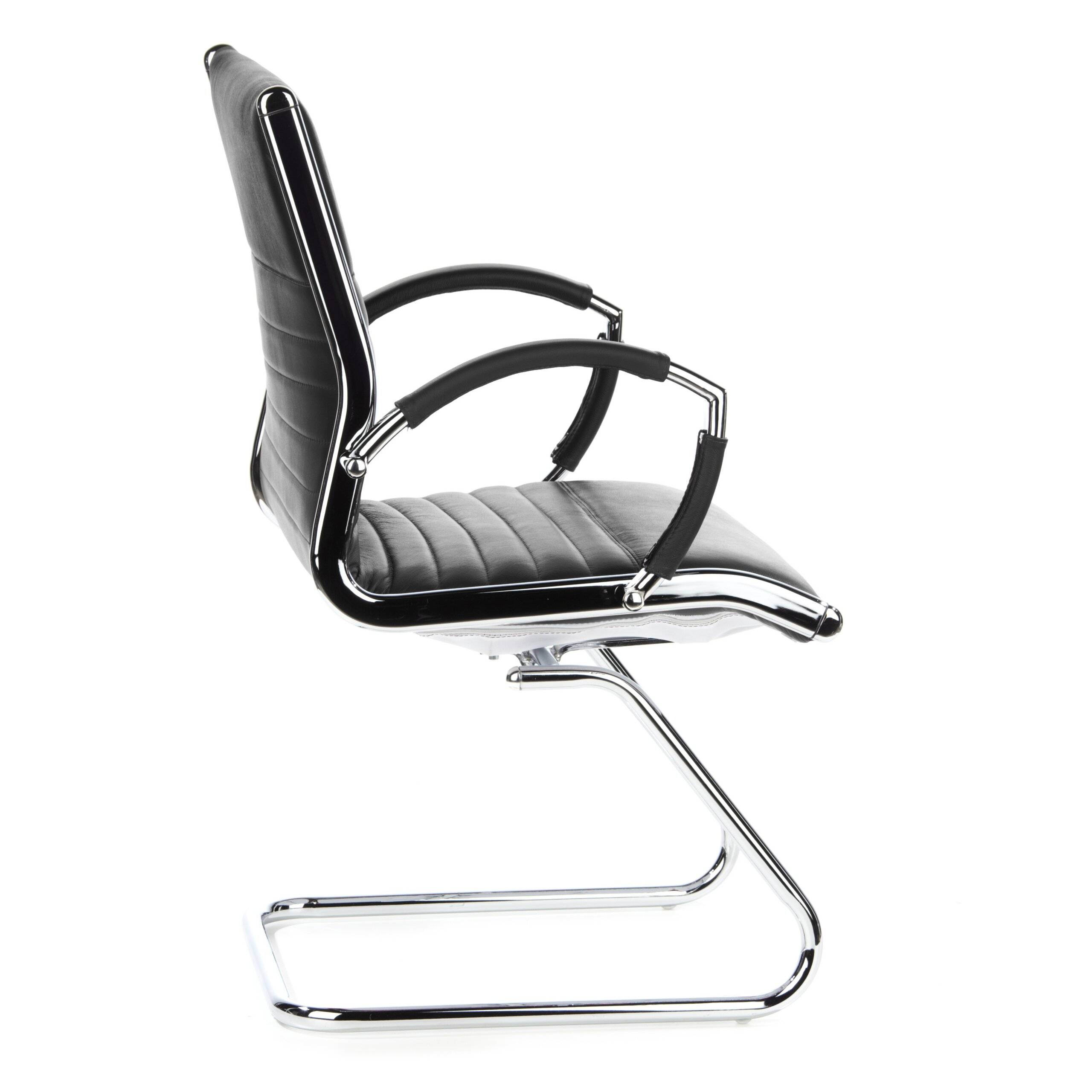 Konferenzstuhl Freischwinger Stuhl PARMA V Leder schwarz Chrom hjh OFFICE-3