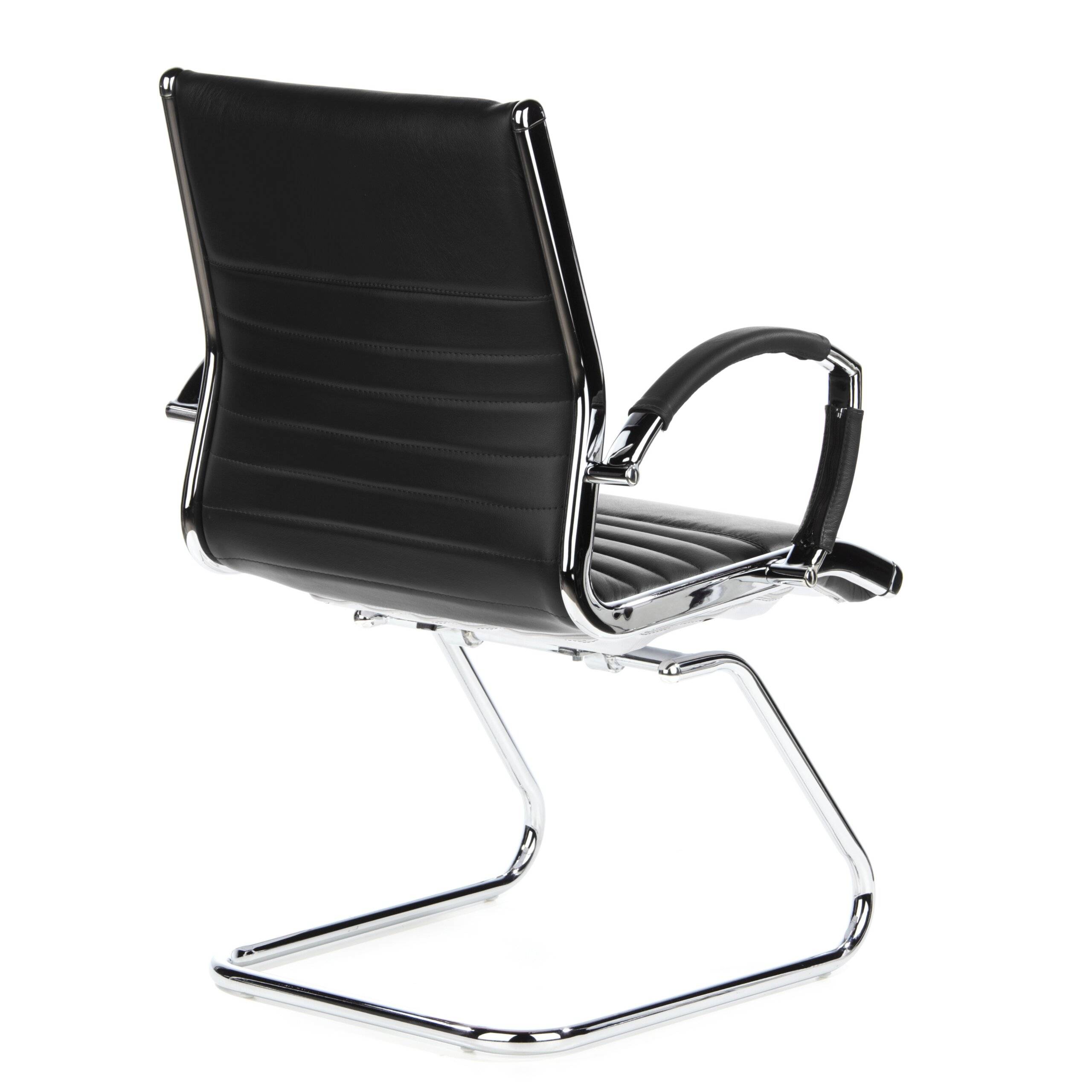 Konferenzstuhl Freischwinger Stuhl PARMA V Leder schwarz Chrom hjh OFFICE-4