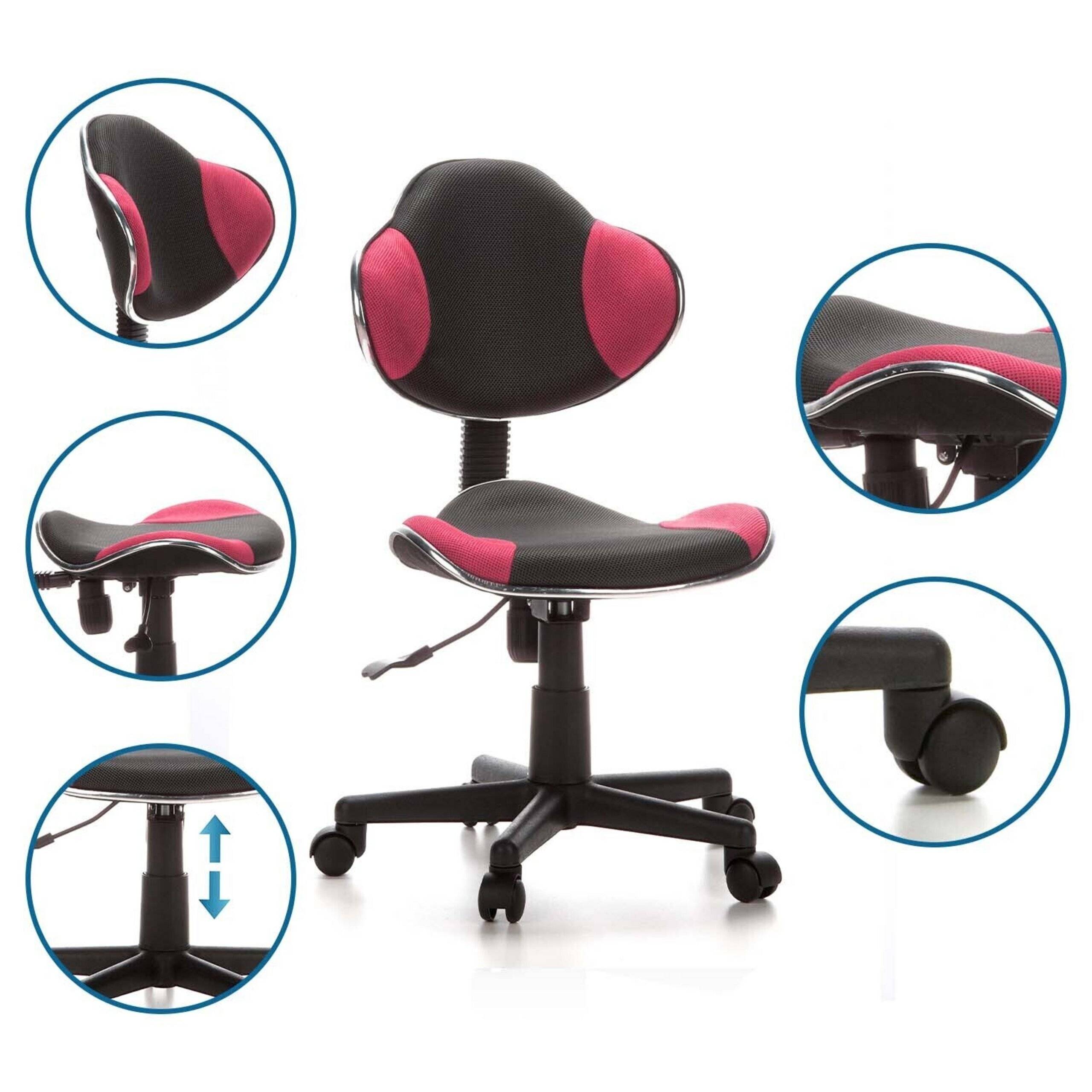 Kinderschreibtischstuhl Kinderstuhl KIDDY GTI-2 Stoff grau pink hjh OFFICE-1