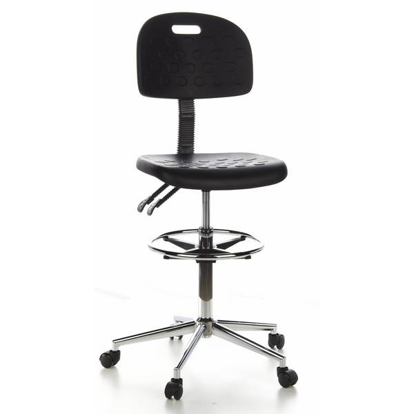 Hocker Drehhocker Arbeitsstuhl TOP WORK 23 Hartschaum schwarz Chrom hjh OFFICE