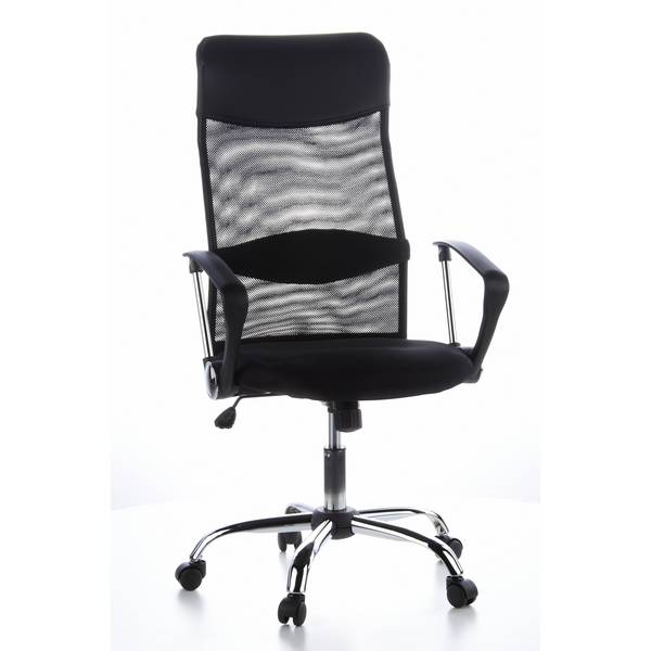 Bürostuhl Chefsessel Schreibtischstuhl ARIA HIGH Netzstoff Kunstleder schwarz Chrom hjh OFFICE