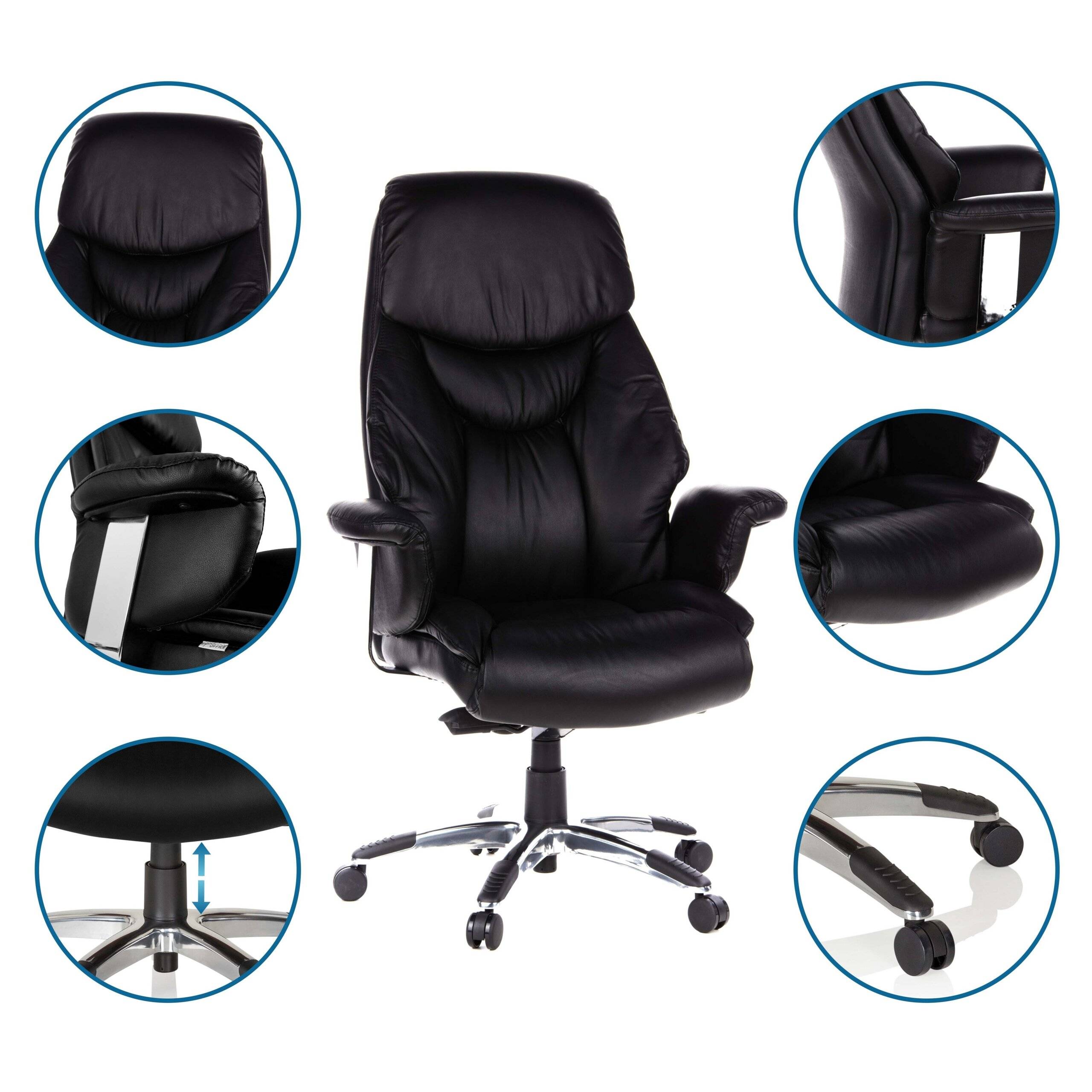 Luxus Chefsessel PRADO Leder schwarz hjh OFFICE-3