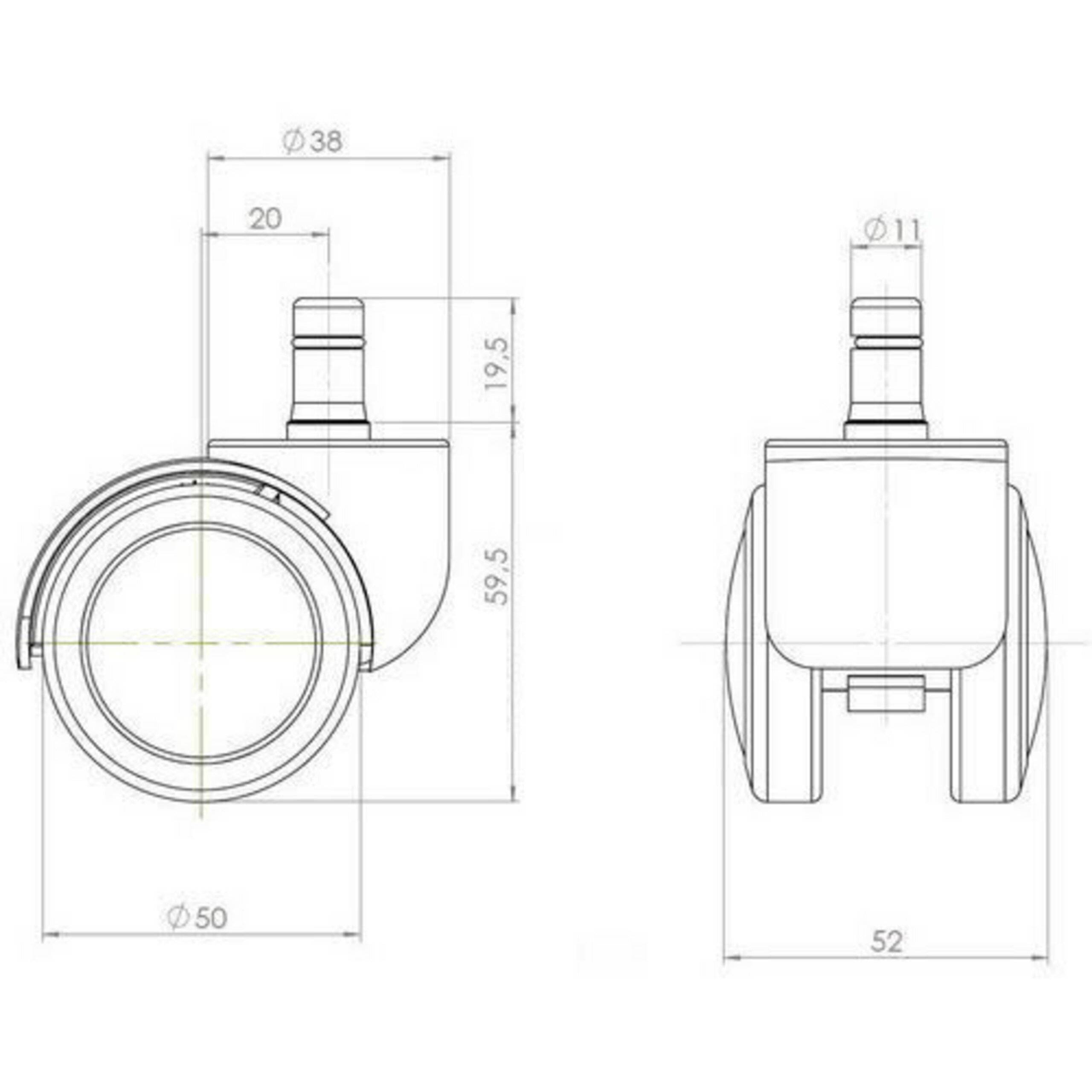 5x Hartbodenrollen ROLO 11mm 50mm Büro-Stuhl-Rollen für Hartböden (5er Pack) hjh OFFICE-5