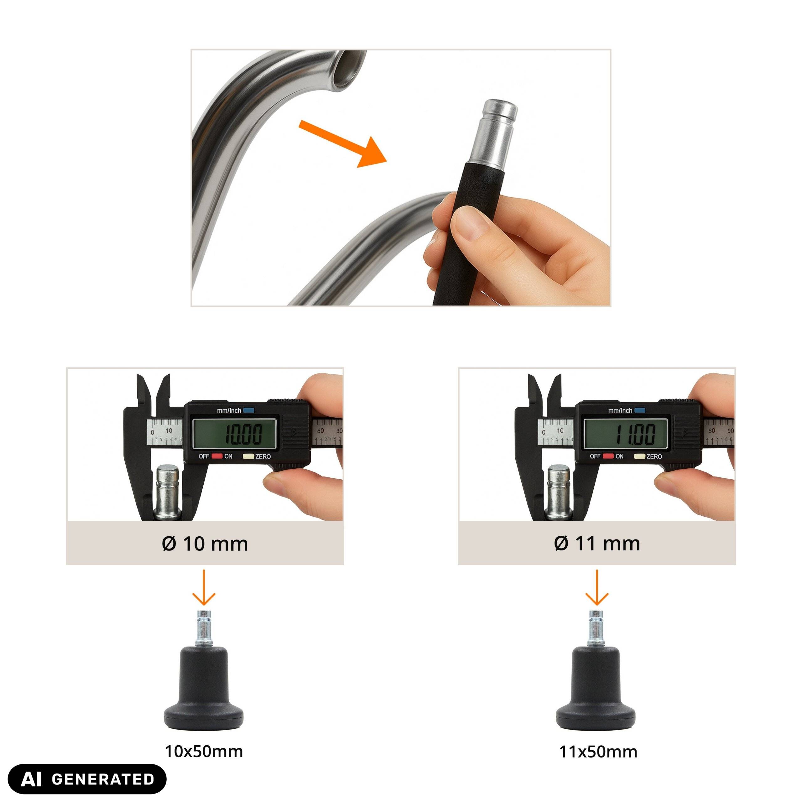 5x Bodengleiter STAND klein No. 11 Stift 11 mm 50 mm Standfüße (5er Pack) hjh OFFICE-2