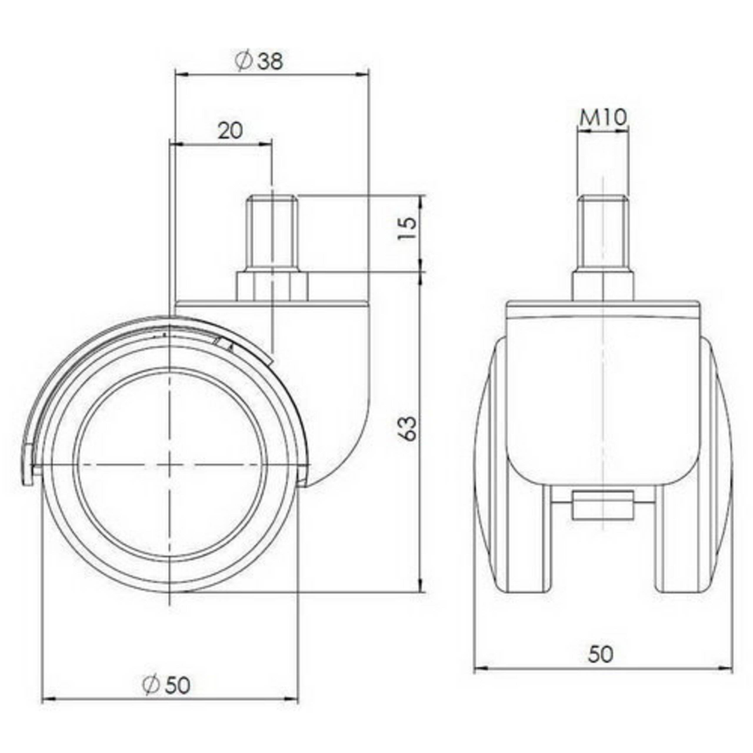5x Hartbodenrollen 50mm Gewinde M10 Büro-Stuhl-Rollen für Hartböden (5er Pack) hjh OFFICE-1