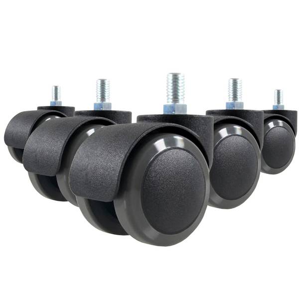 5x Hartbodenrollen 50mm Gewinde M10 Büro-Stuhl-Rollen für Hartböden (5er Pack) hjh OFFICE