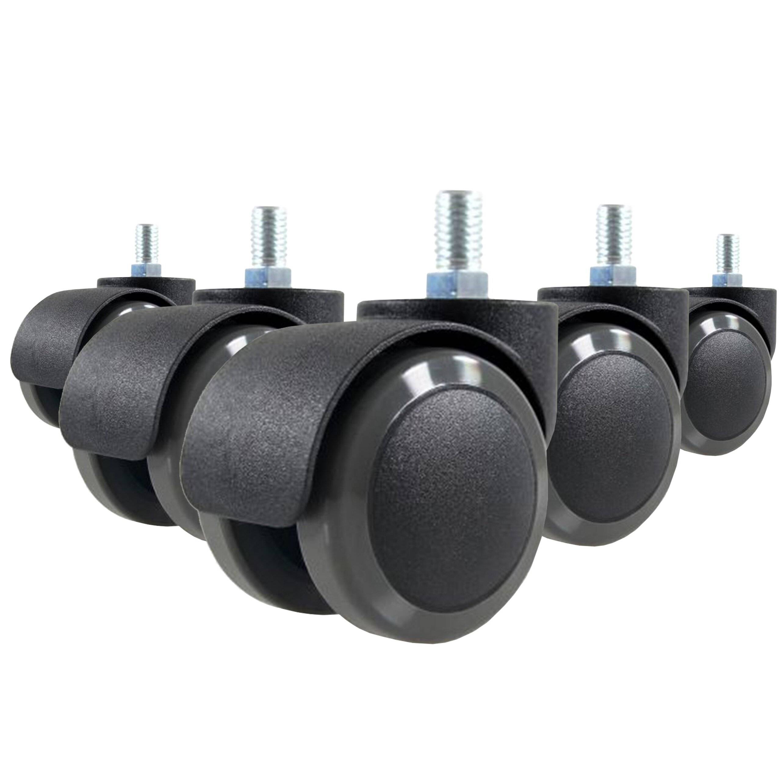 5x Hartbodenrollen 50mm Gewinde M10 Büro-Stuhl-Rollen für Hartböden (5er Pack) hjh OFFICE-0