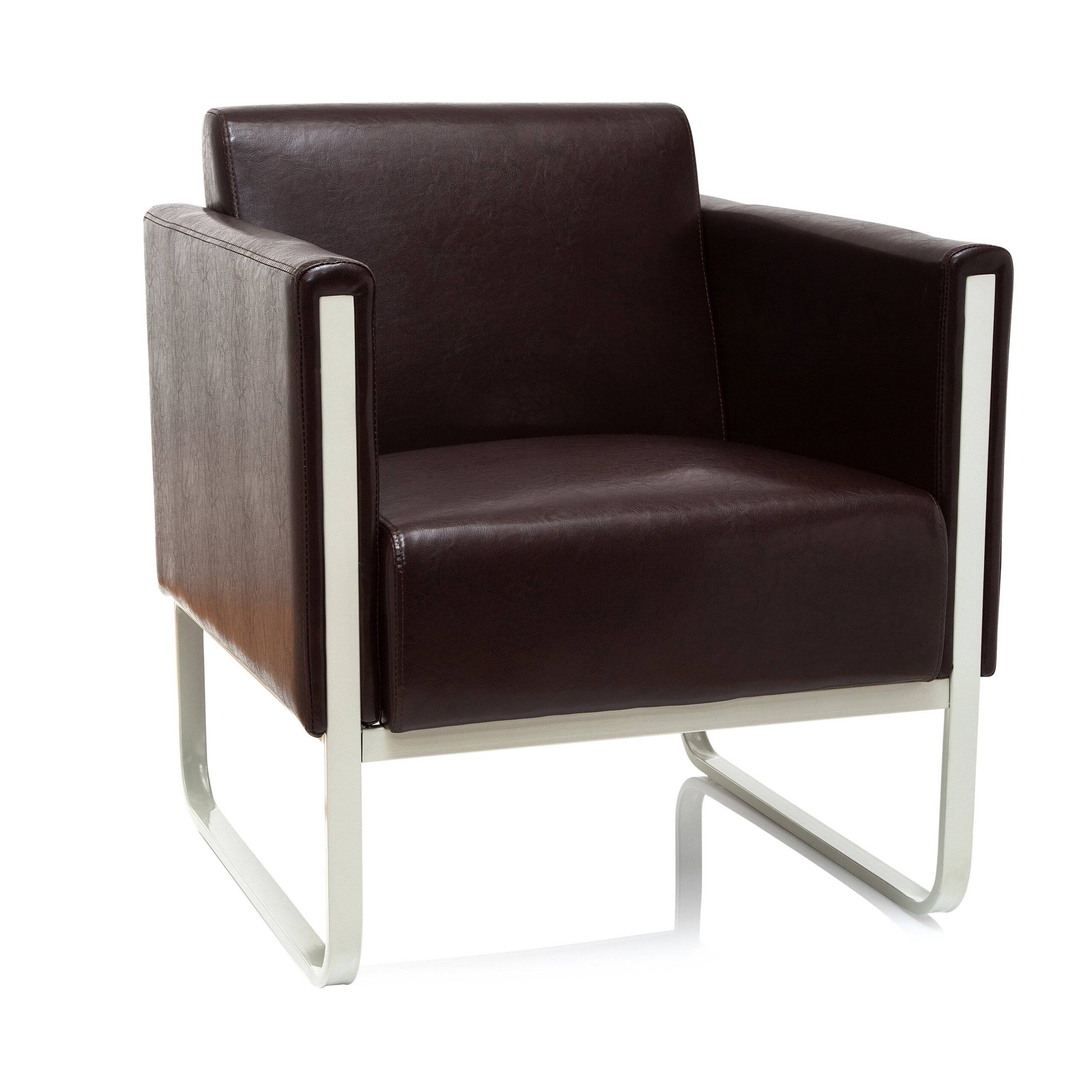 Loungesessel ARUBA Gestell weißgrau Kunstleder 1-Sitzer braun hjh OFFICE-0