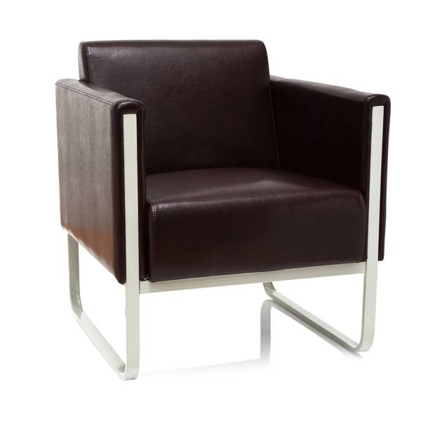 Loungesessel ARUBA Gestell weißgrau Kunstleder 1-Sitzer braun hjh OFFICE