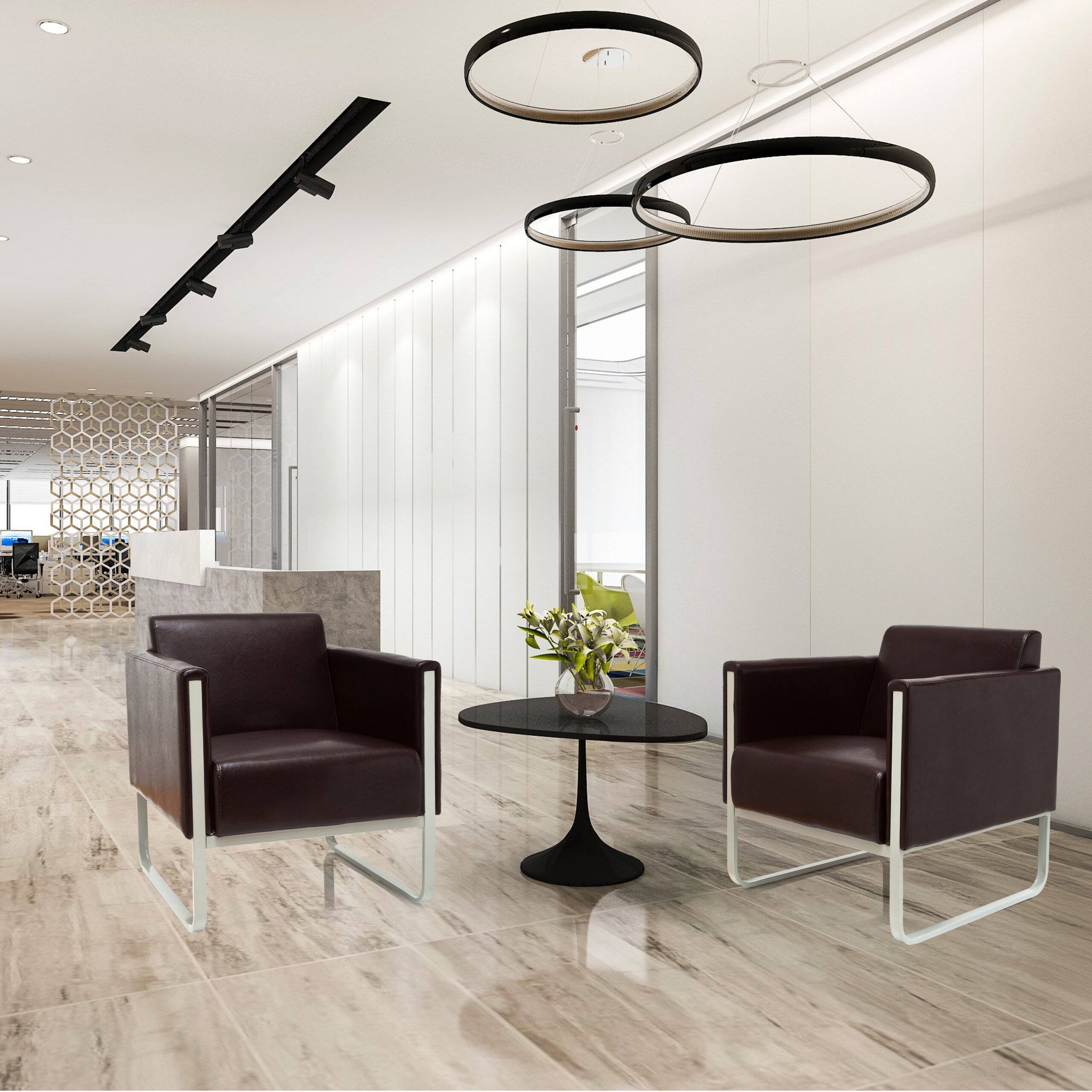 Loungesessel ARUBA Gestell weißgrau Kunstleder 1-Sitzer braun hjh OFFICE-2