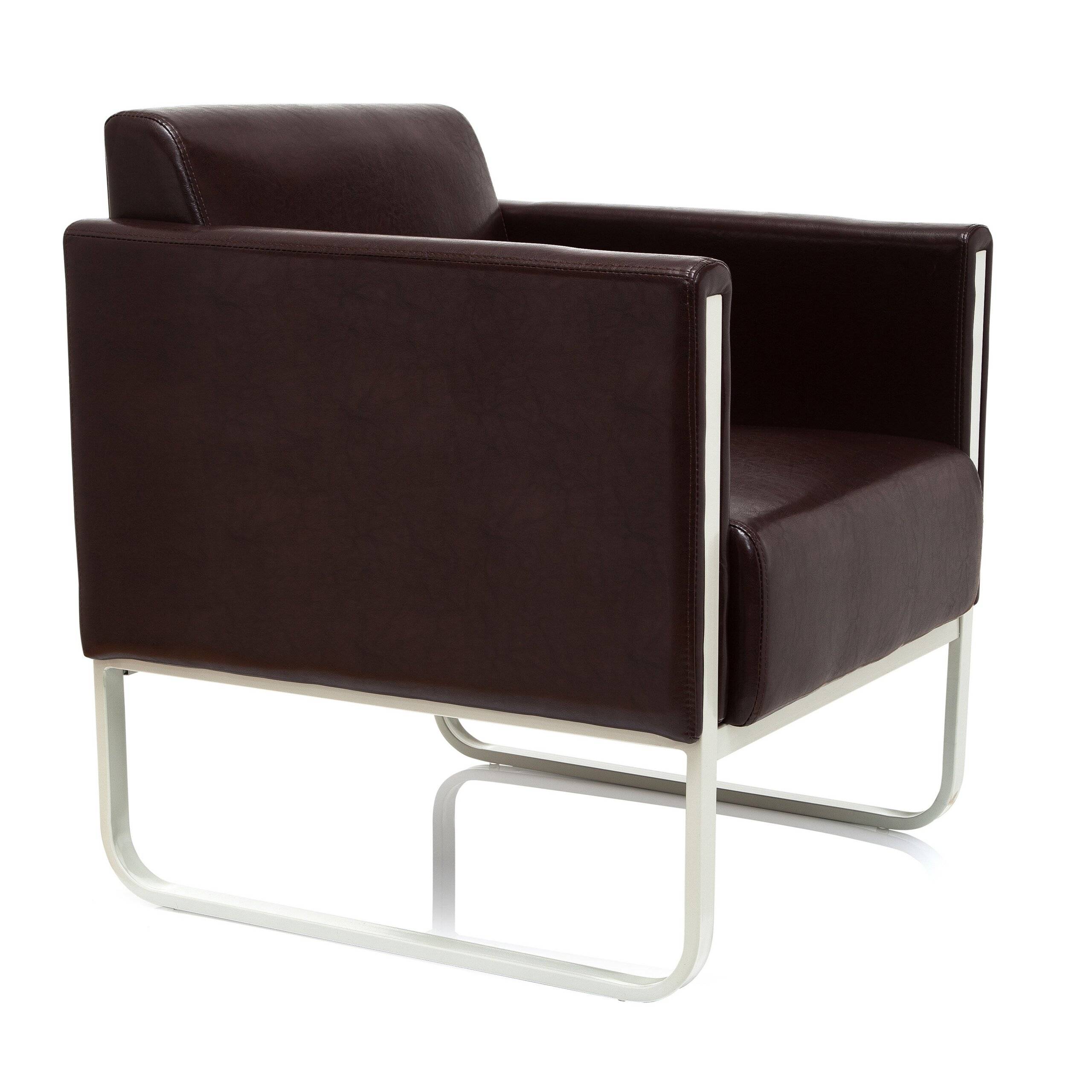 Loungesessel ARUBA Gestell weißgrau Kunstleder 1-Sitzer braun hjh OFFICE-4