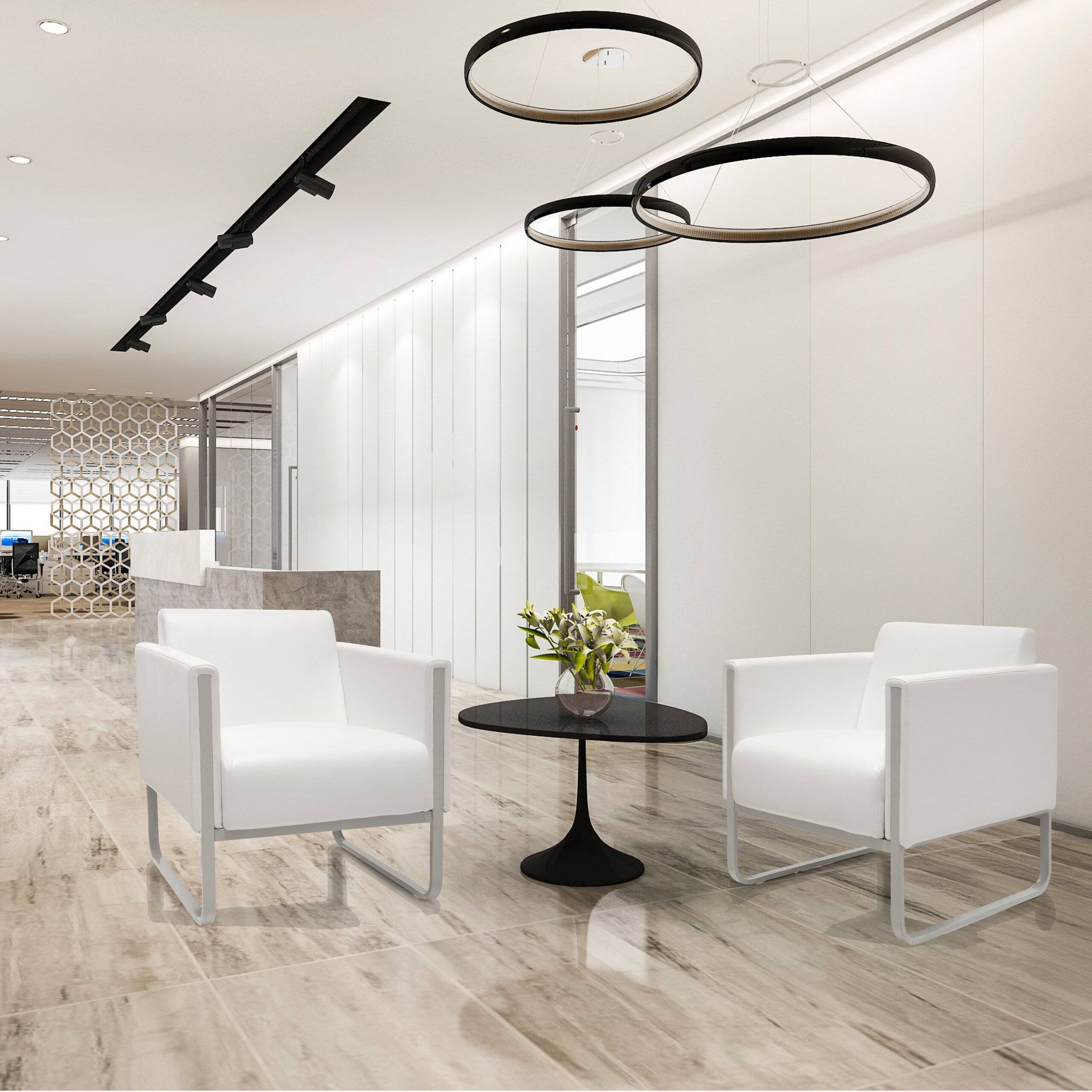 Loungesessel ARUBA Gestell weißgrau Kunstleder 1-Sitzer weiß hjh OFFICE-2