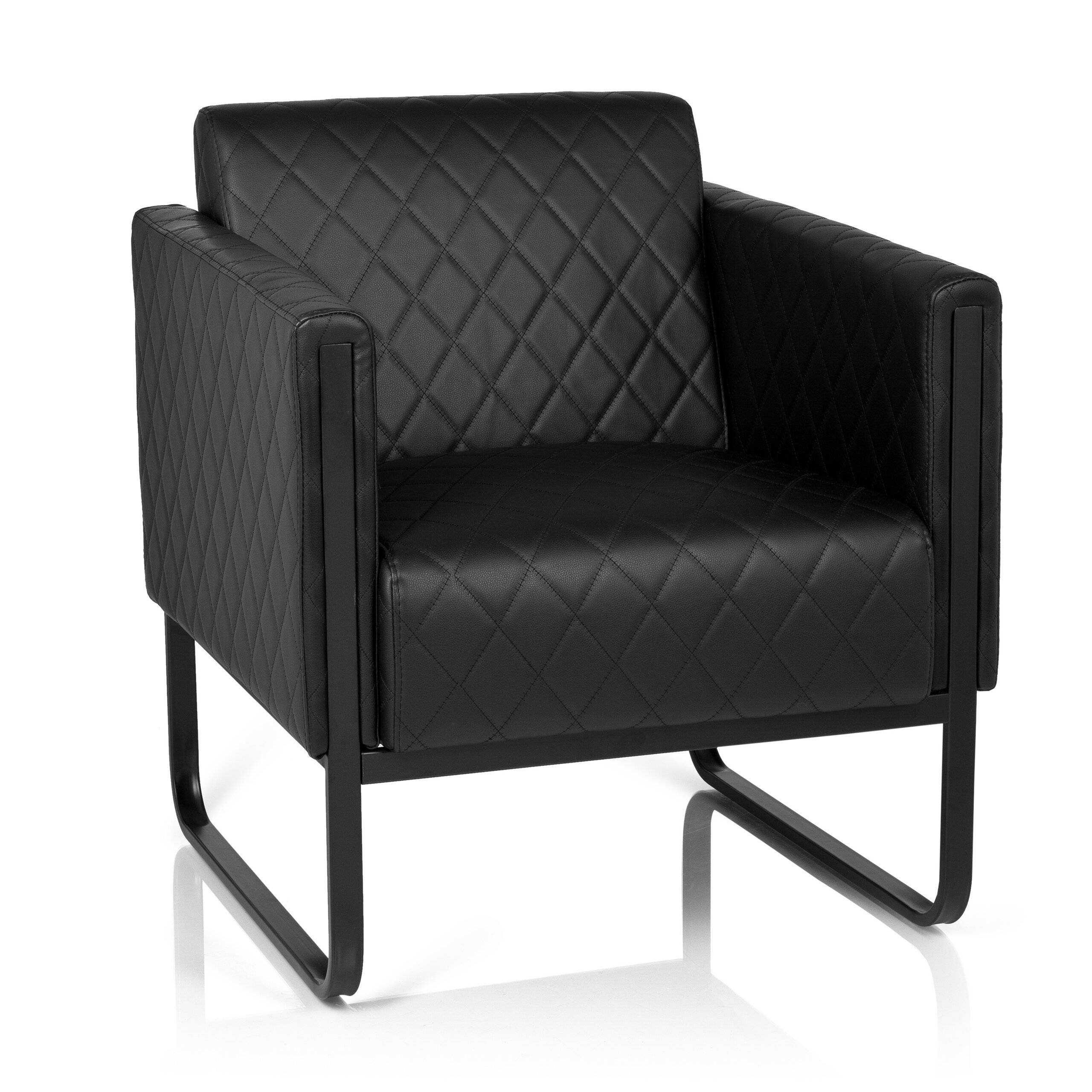 Loungesessel ARUBA BLACK Gestell schwarz Kunstleder 1-Sitzer schwarz hjh OFFICE-0