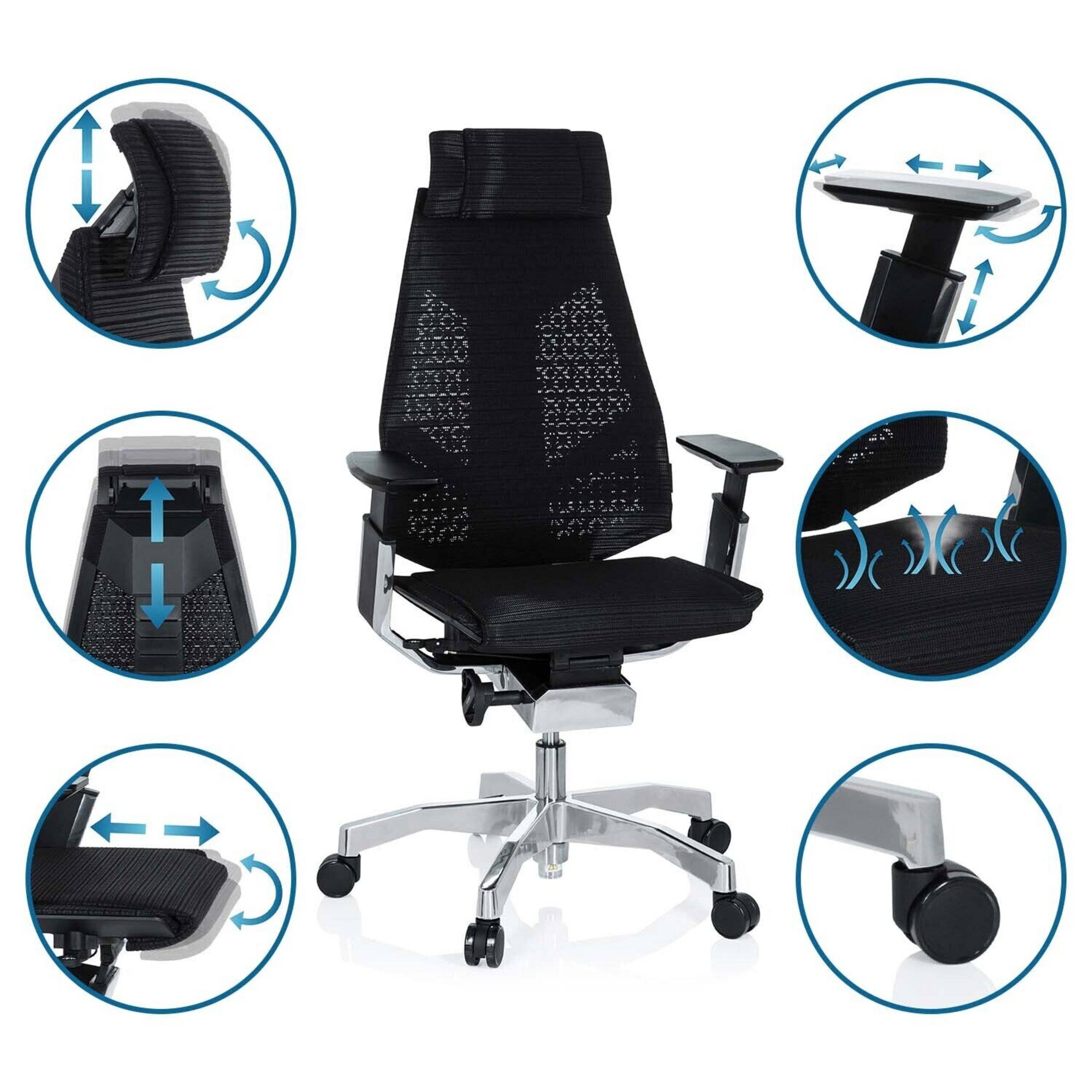 Bürostuhl Drehstuhl GENIDIA PRO Netzstoff schwarz-3