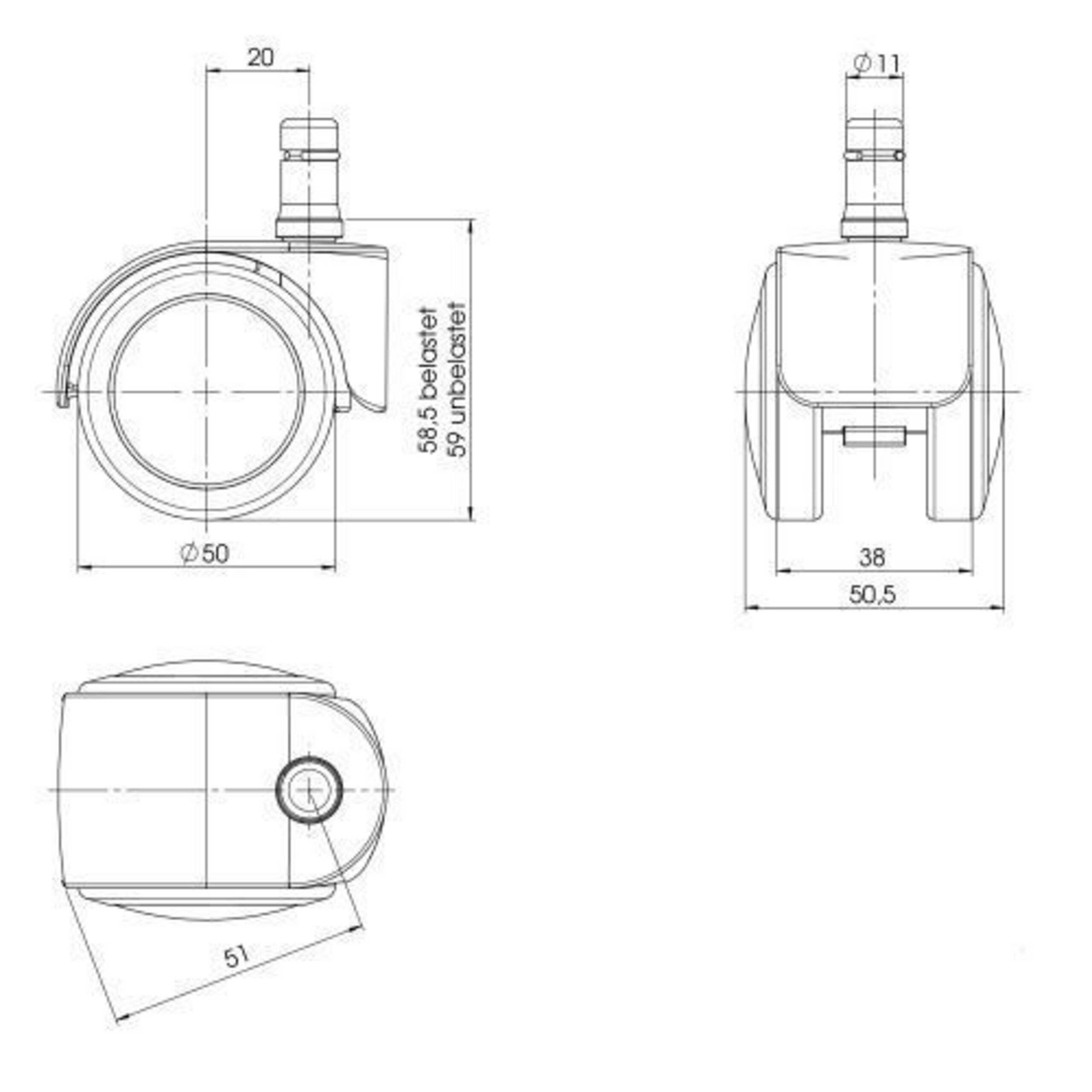 5x Hartbodenrollen ROLO EASY 11mm 50mm Büro-Stuhl-Rollen (5er Pack) hjh OFFICE-1