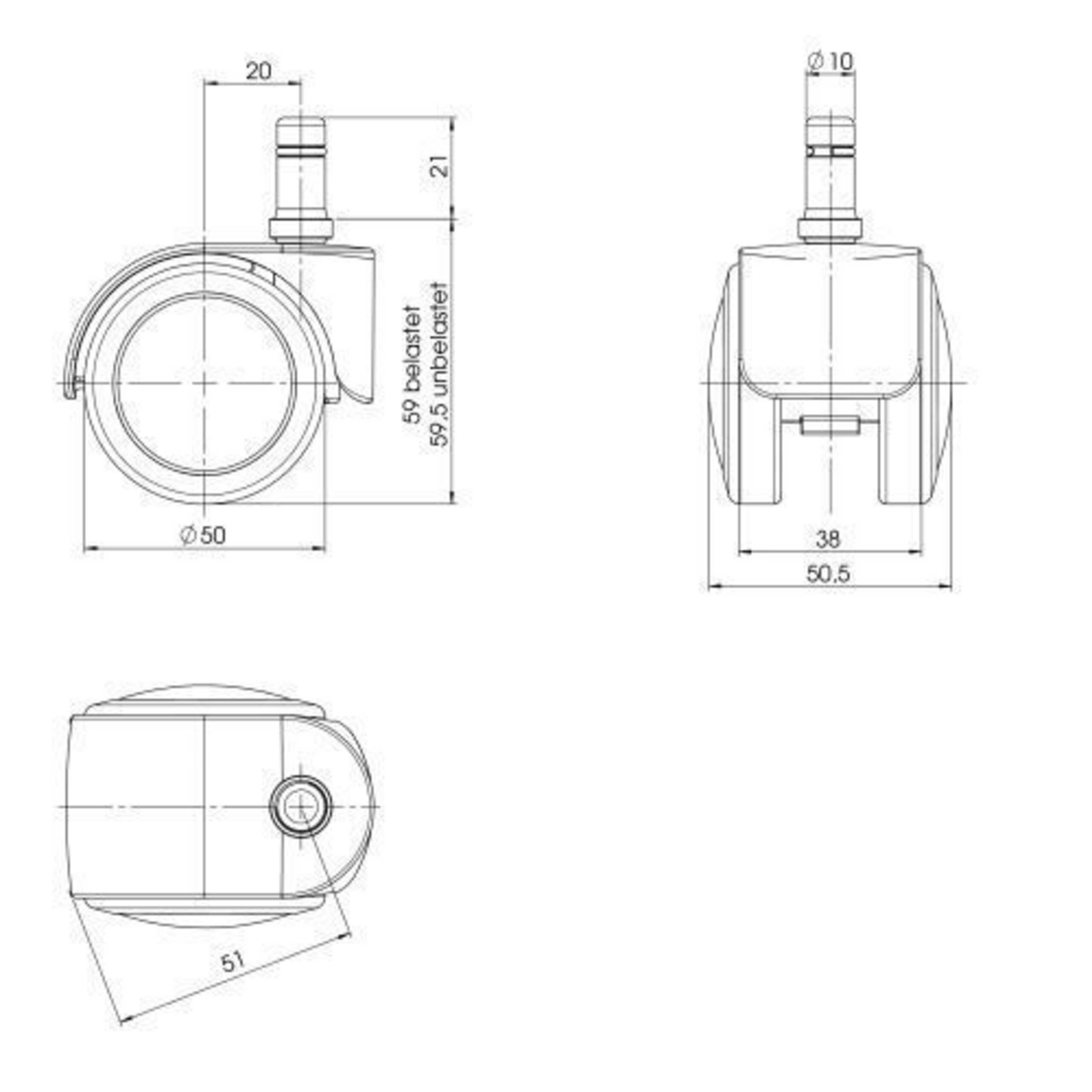 5x Hartbodenrollen ROLO EASY 10mm 50mm Büro-Stuhl-Rollen (5er Pack) hjh OFFICE-3
