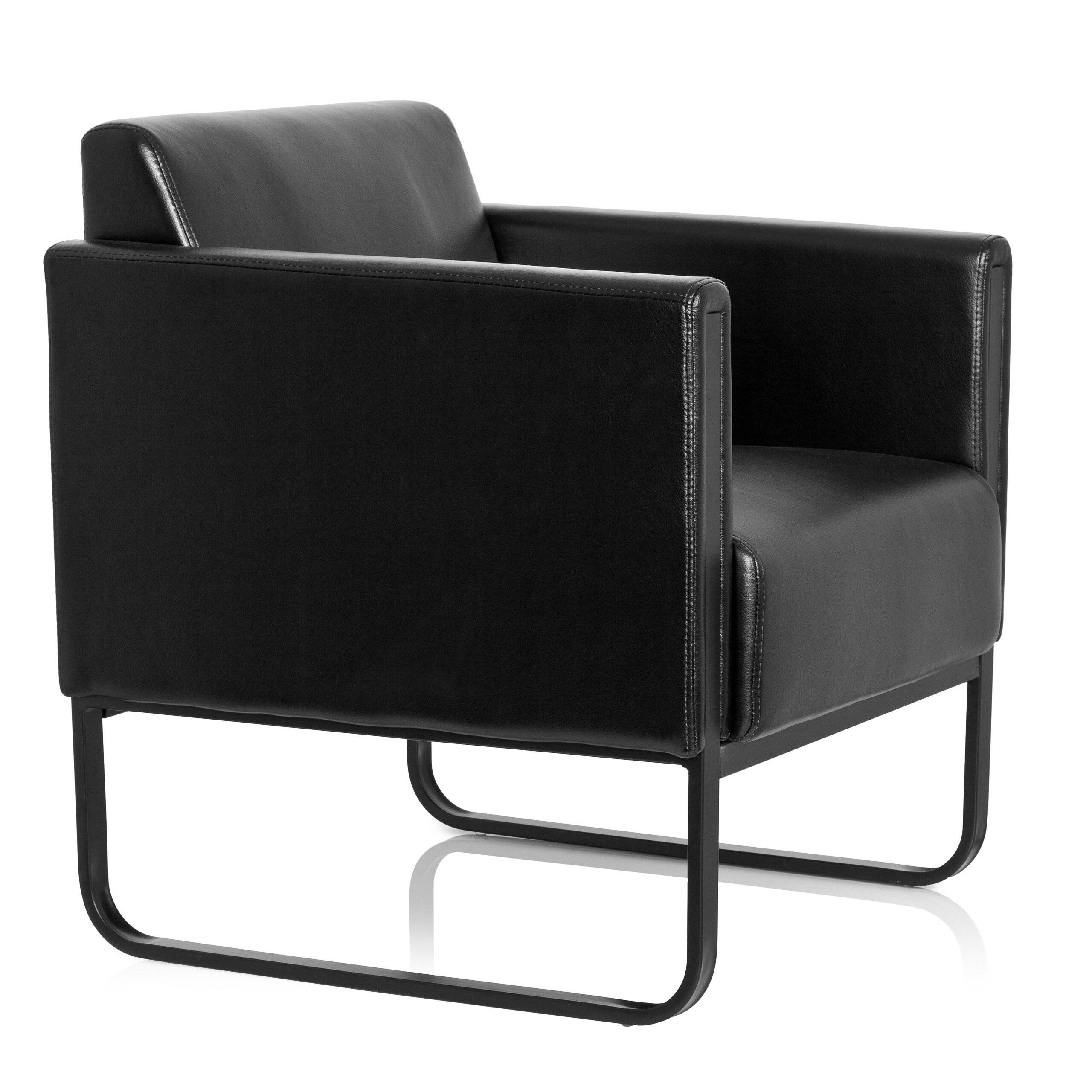 Loungesessel BALI BLACK Gestell schwarz Kunstleder glatt 1-Sitzer schwarz hjh OFFICE-2