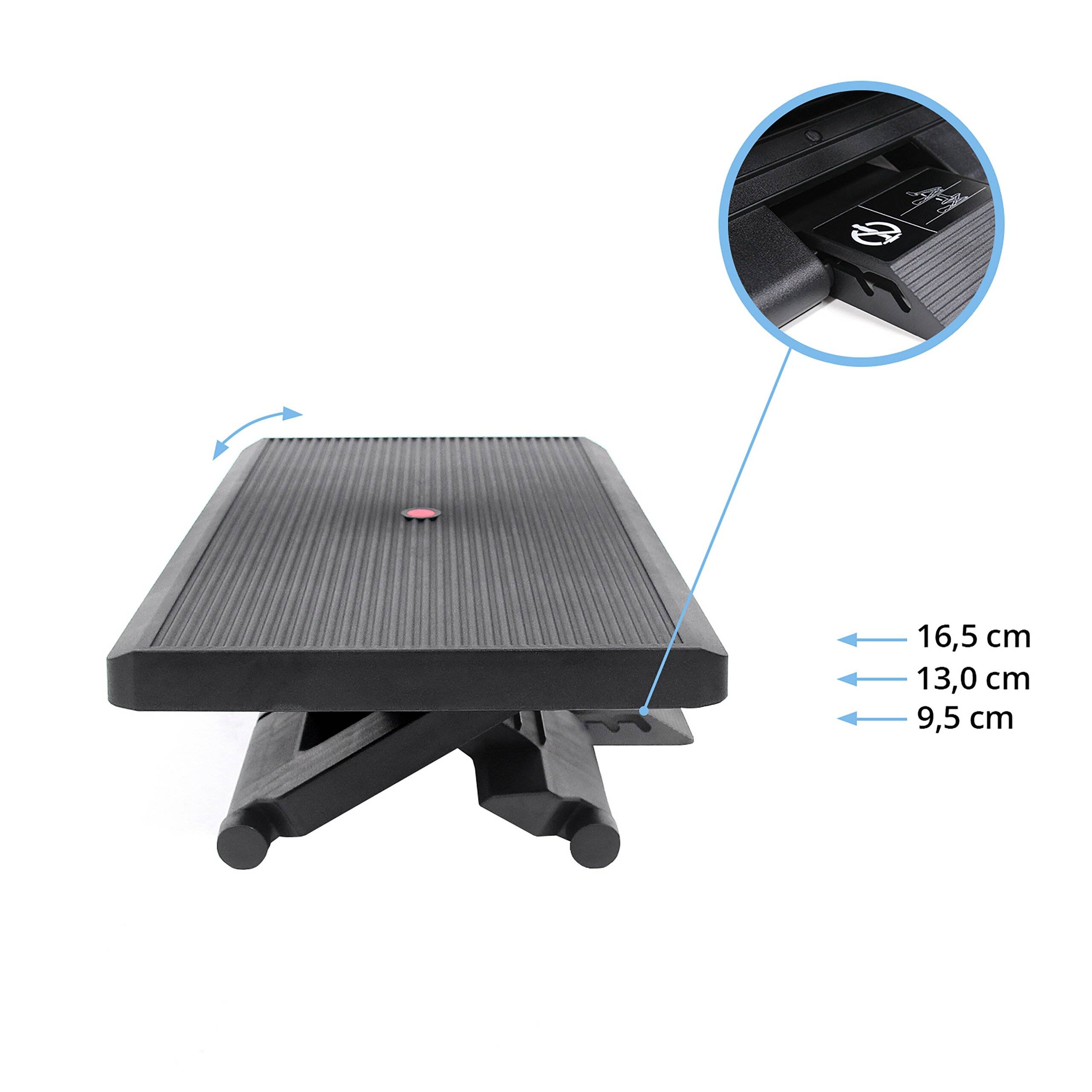Fußstütze PIEDINO STRIPE PRO schwarz neigbar höhenverstellbar hjh OFFICE-2
