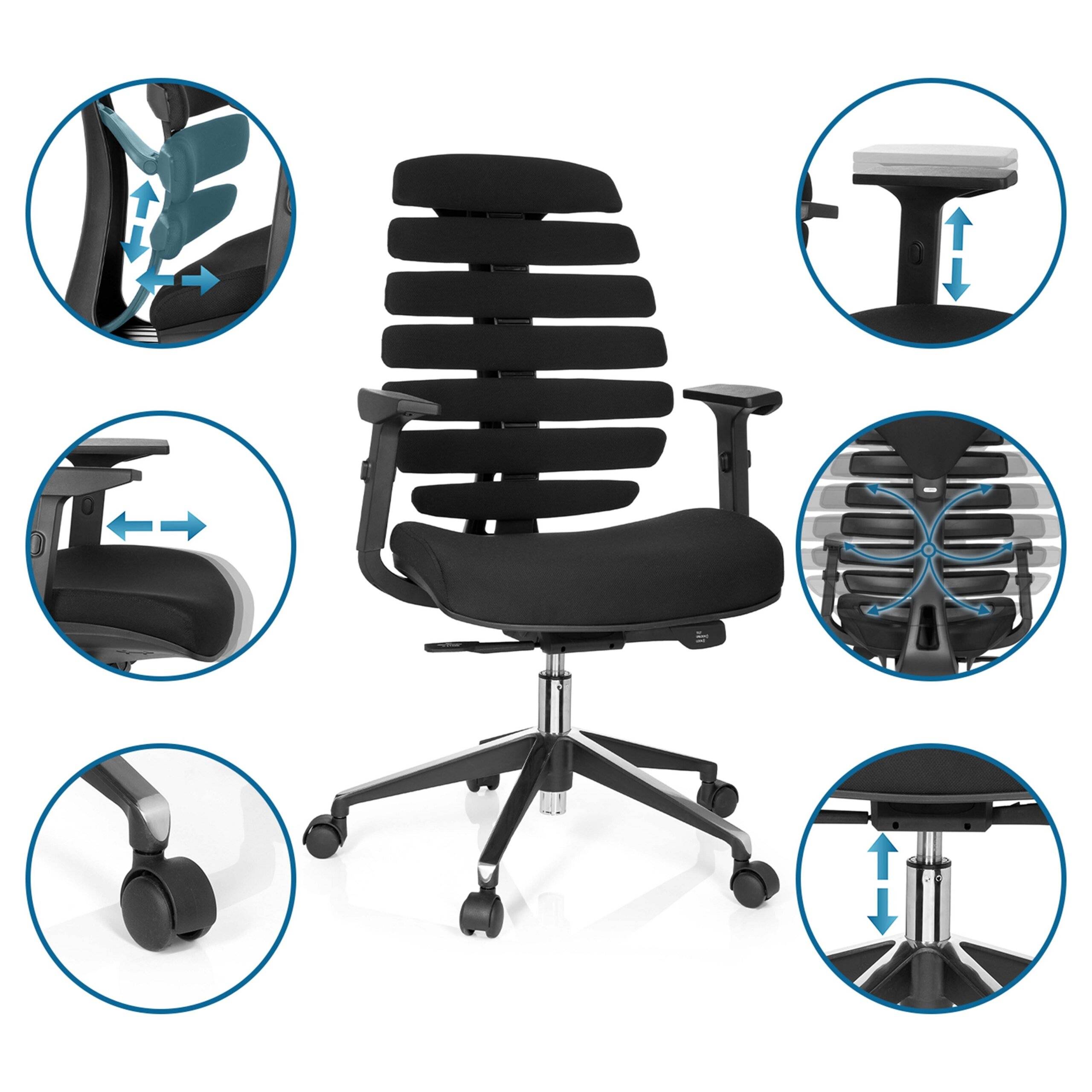 Bürostuhl Drehstuhl ERGO LINE II Stoff schwarz hjh OFFICE-3