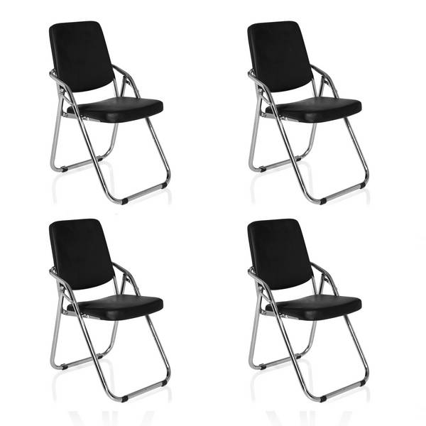 Konferenzstuhl Besucherstuhl Klappstuhl ESTO V PU schwarz 4er Pack hjh OFFICE