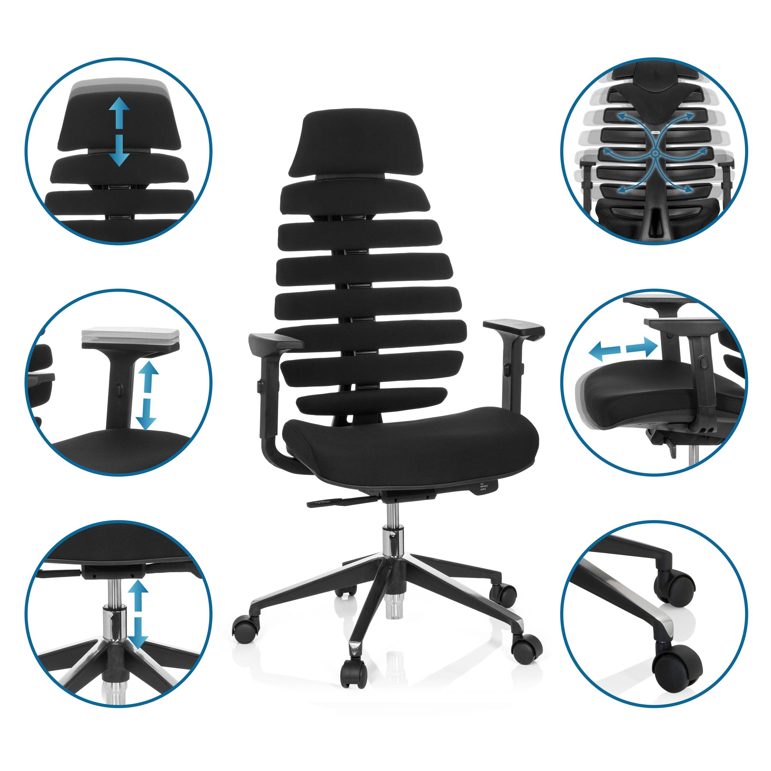 Bürostuhl Drehstuhl ERGO LINE II PRO Stoff schwarz hjh OFFICE-2