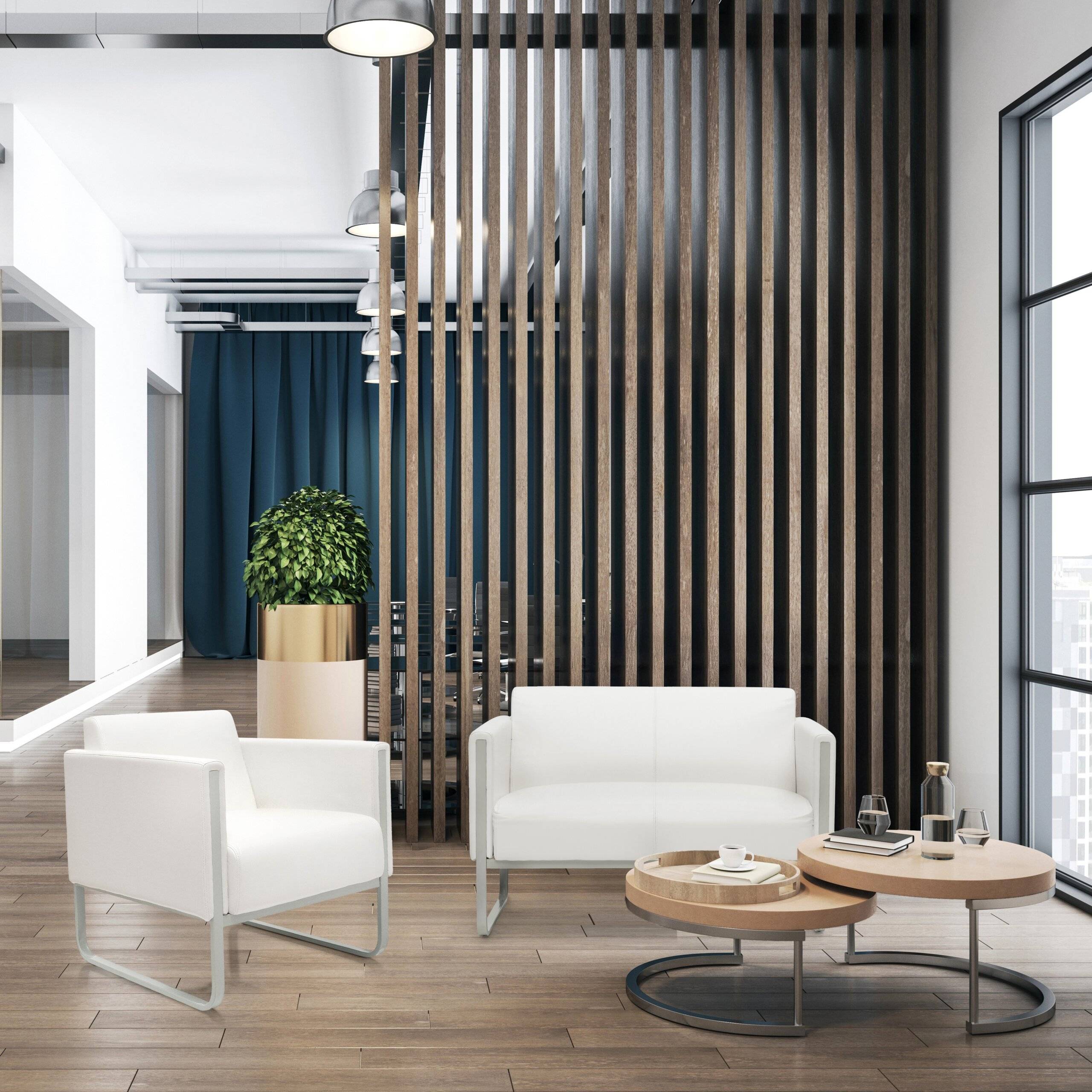Loungesessel ARUBA Gestell weißgrau Kunstleder 1-Sitzer weiß hjh OFFICE-4