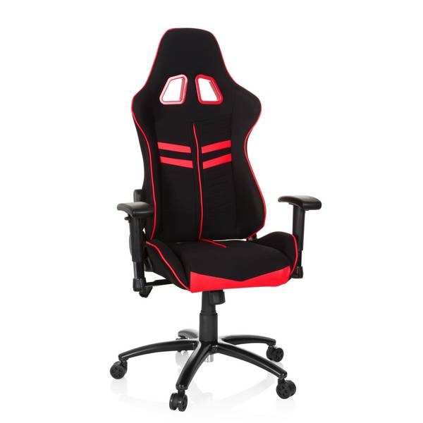 Gaming Stuhl Bürostuhl LEAGUE PRO I Stoff Kunstleder schwarz rot hjh OFFICE