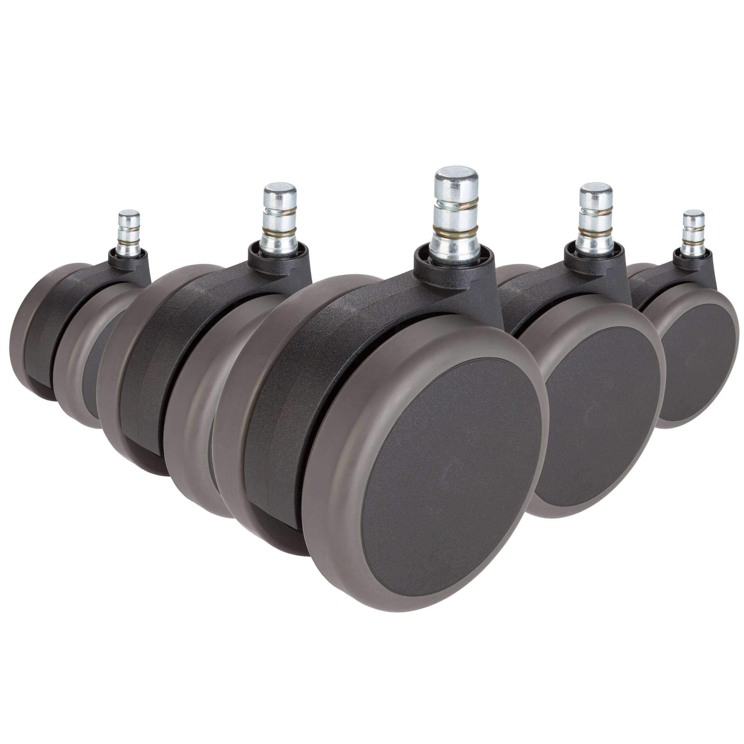 5x ROLO No-Noise 11mm/75mm | Hartböden - Stuhlrollen Schwarz-0