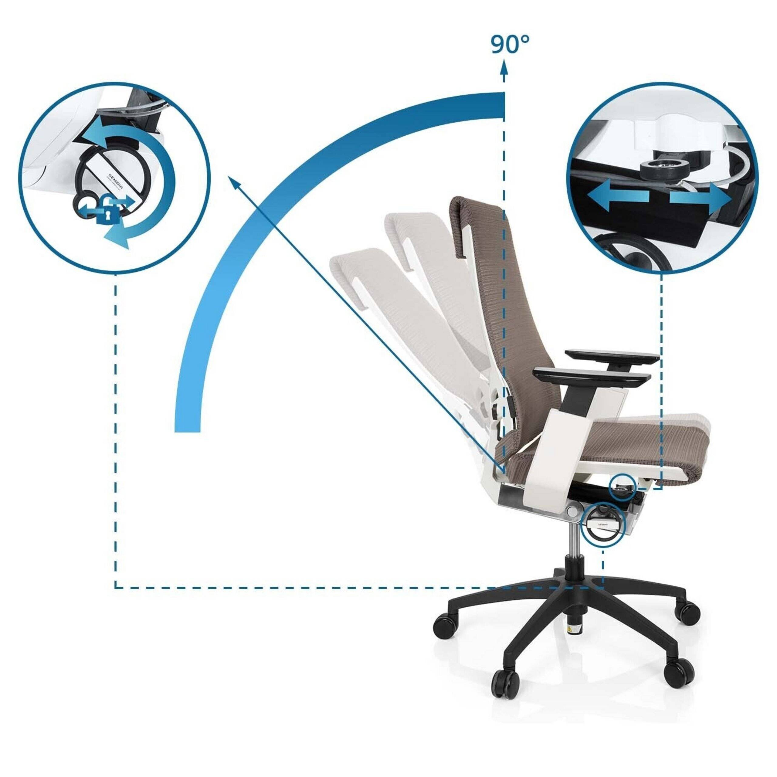 Bürostuhl Drehstuhl GENIDIA SMART WHITE Netz grau hjh OFFICE-1