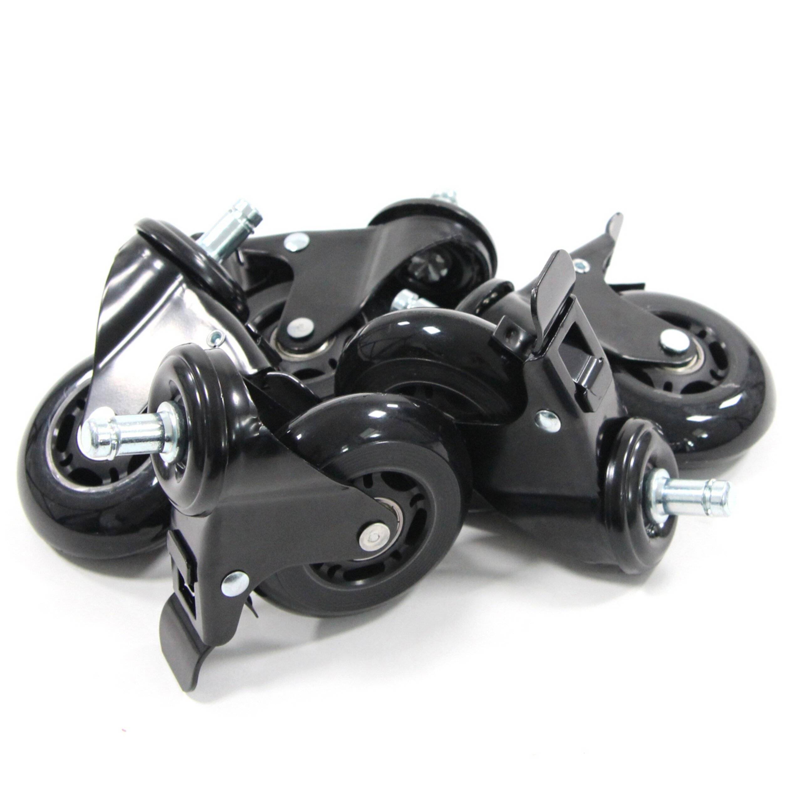5x Hartbodenrollen ROLO SKATE 11mm 75 mm Büro-Stuhl-Rollen inkl. Bremse schwarz (5er Pack)-3