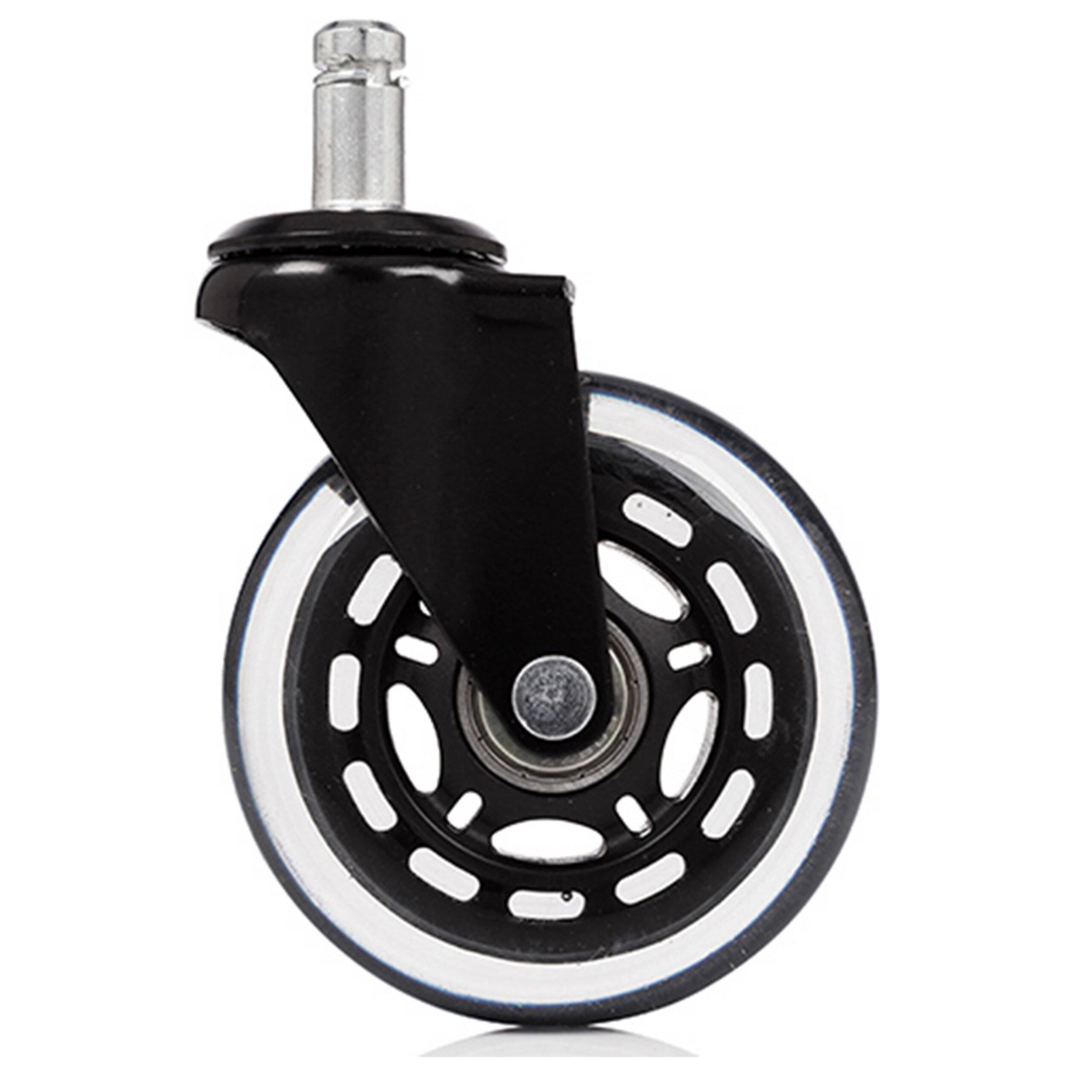 5x Hartbodenrollen ROLO SKATE 11mm 75 mm Büro-Stuhl-Rollen schwarz transparent (5er Pack)-2