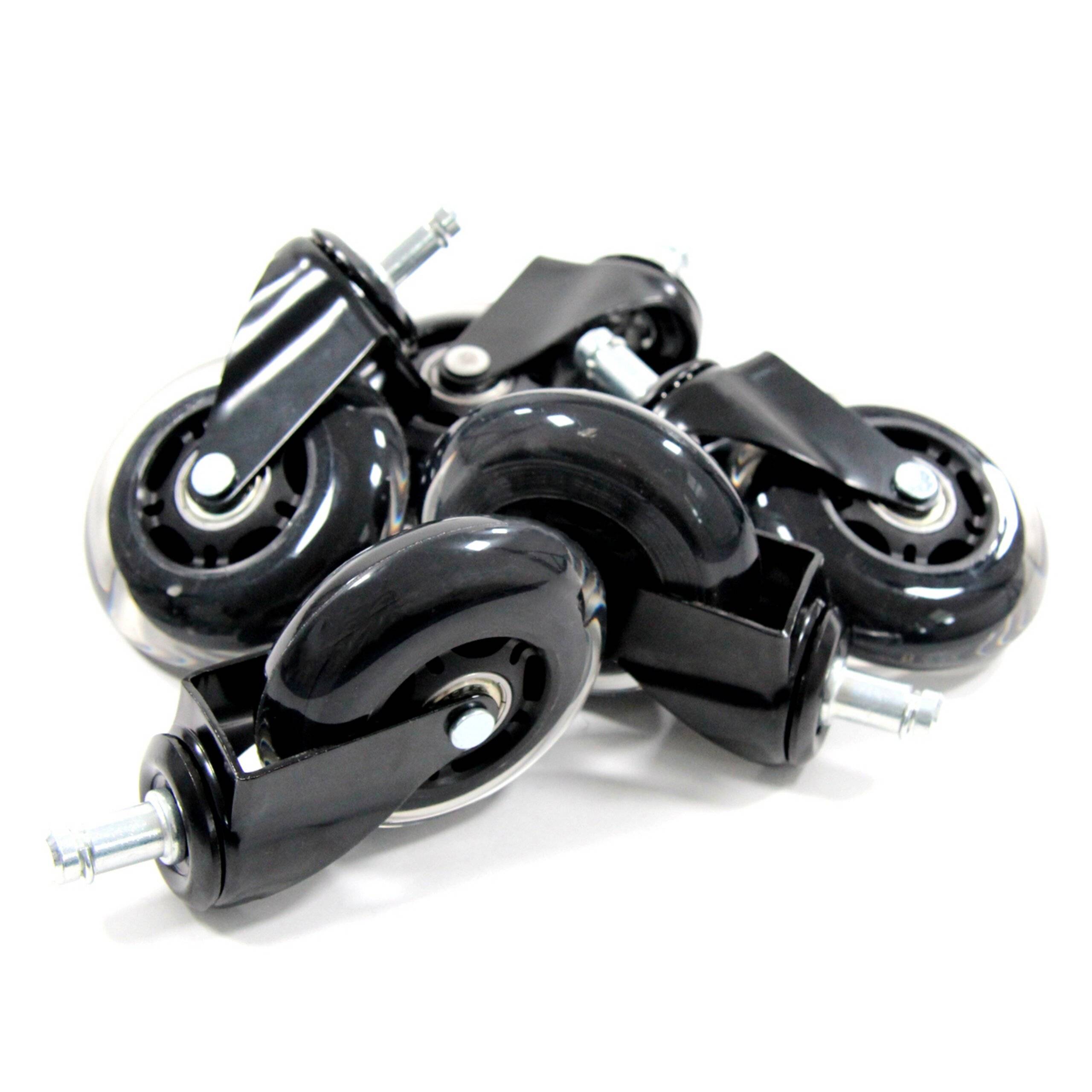 5x Hartbodenrollen ROLO SKATE 11mm 75 mm Büro-Stuhl-Rollen schwarz transparent (5er Pack)-3