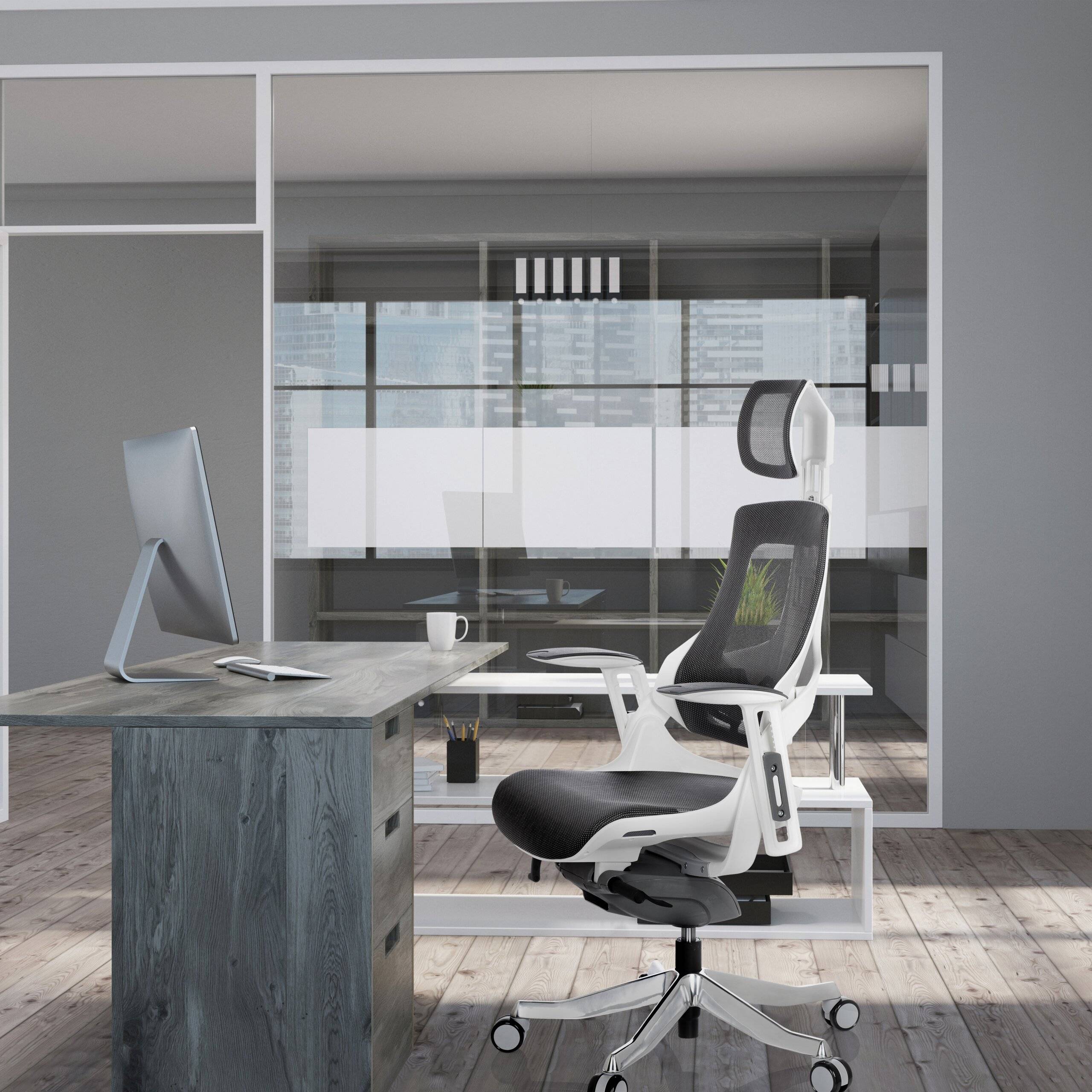 Bürostuhl Drehstuhl SPEKTRE Netz grau hjh OFFICE-4