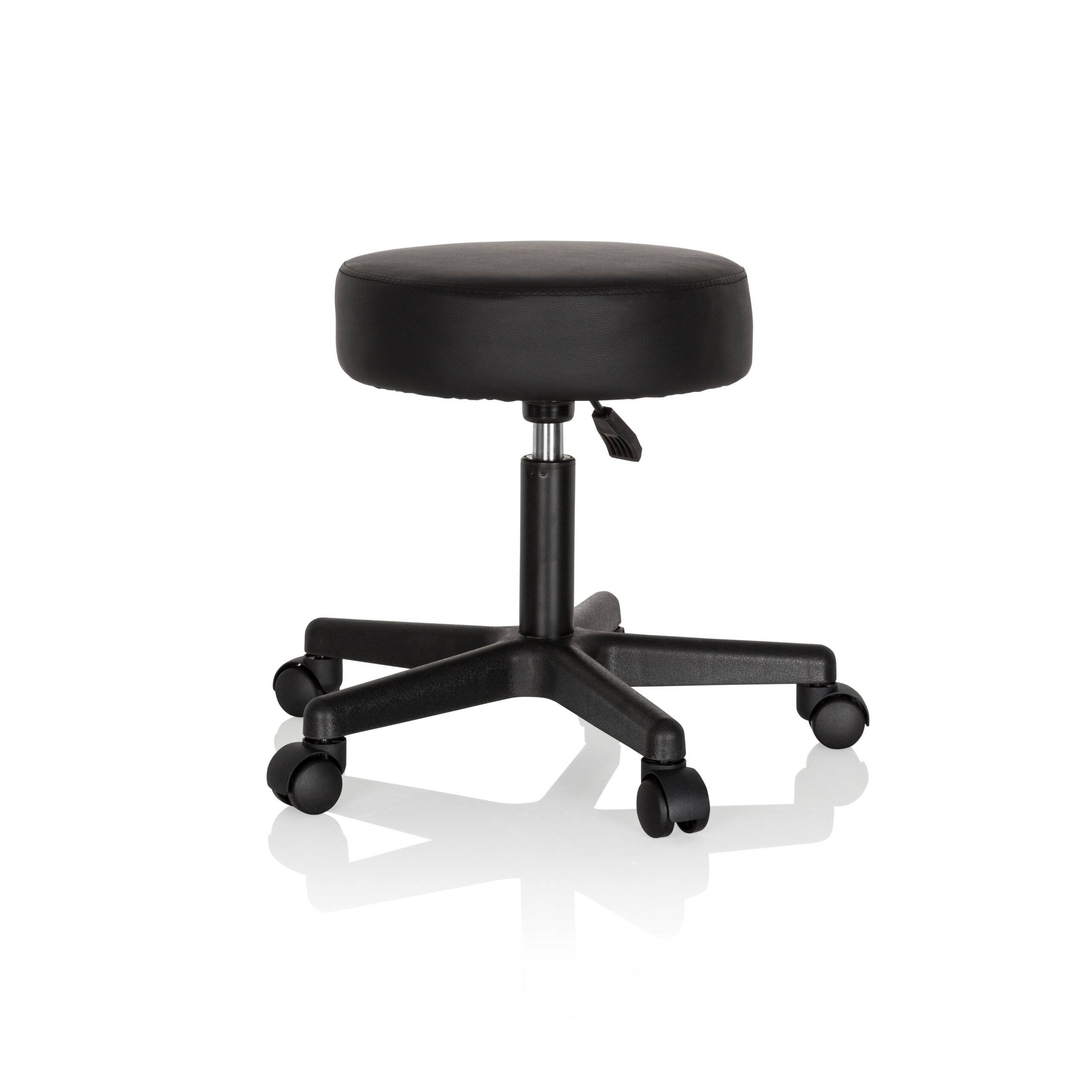 Hocker Drehhocker Arbeitsstuhl OPERATOR I Kunstleder schwarz hjh OFFICE-1