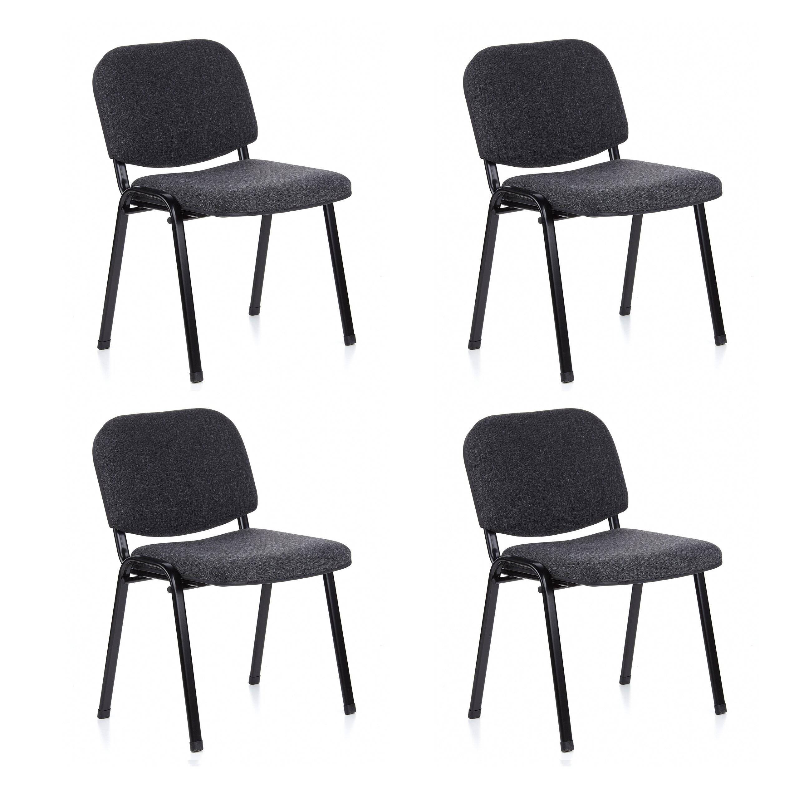 Besucherstuhl Konferenzstuhl Stuhl XT 600 4er Pack schwarz anthrazit hjh OFFICE