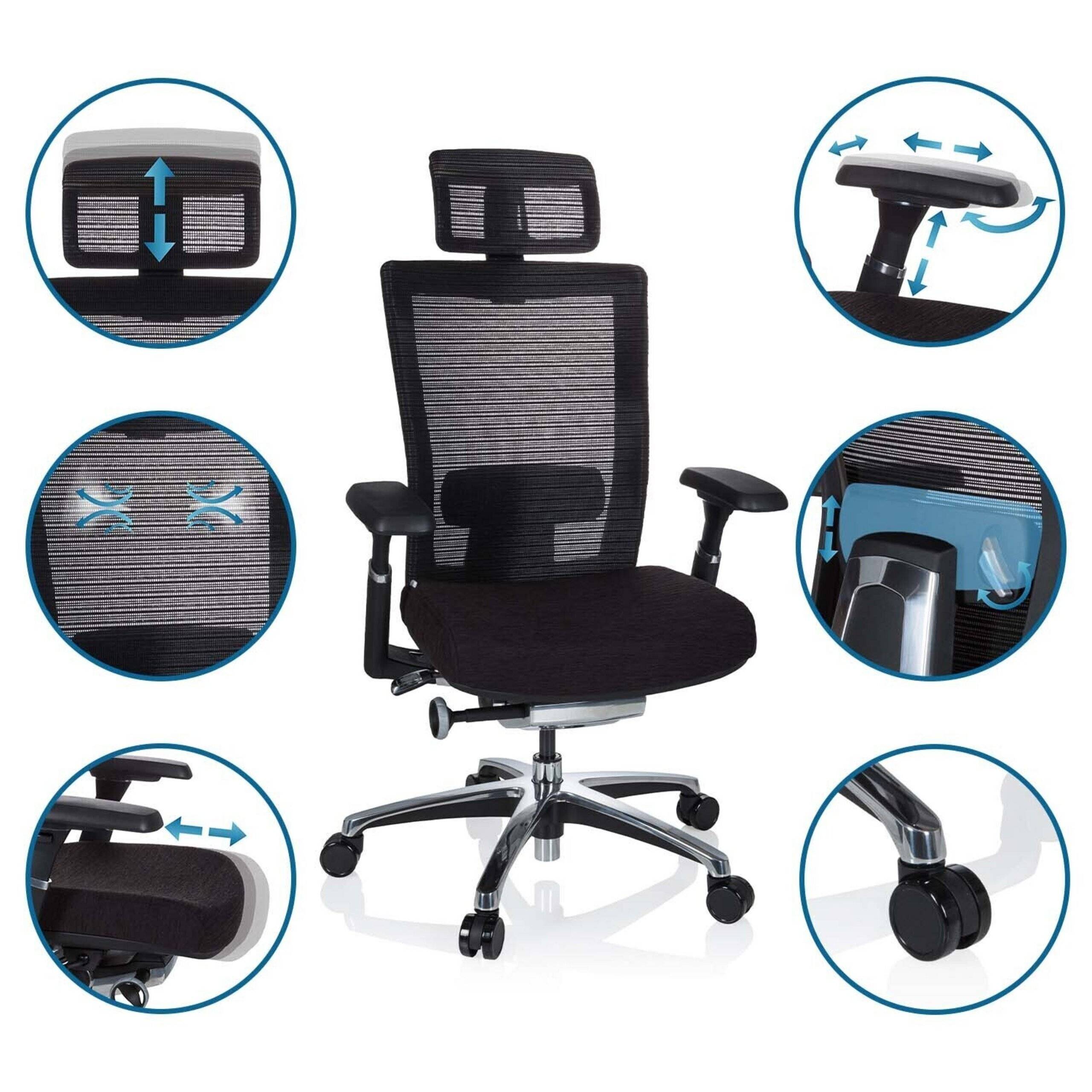 Bürostuhl NOVA PRO I ALU Stoff schwarz hjh OFFICE-3