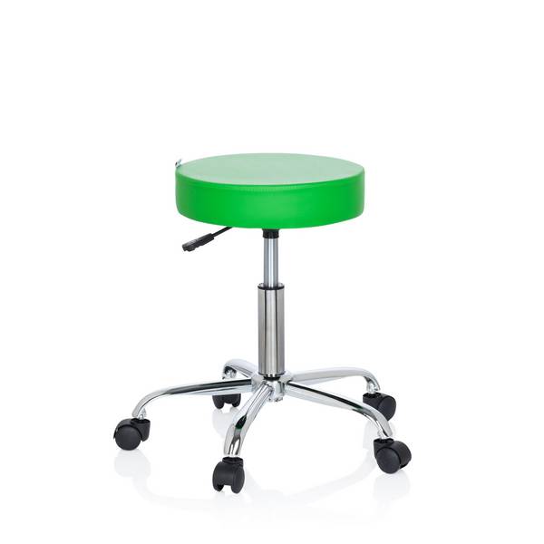 Hocker Drehhocker Arbeitsstuhl OPERATOR II Kunstleder grün Chrom hjh OFFICE