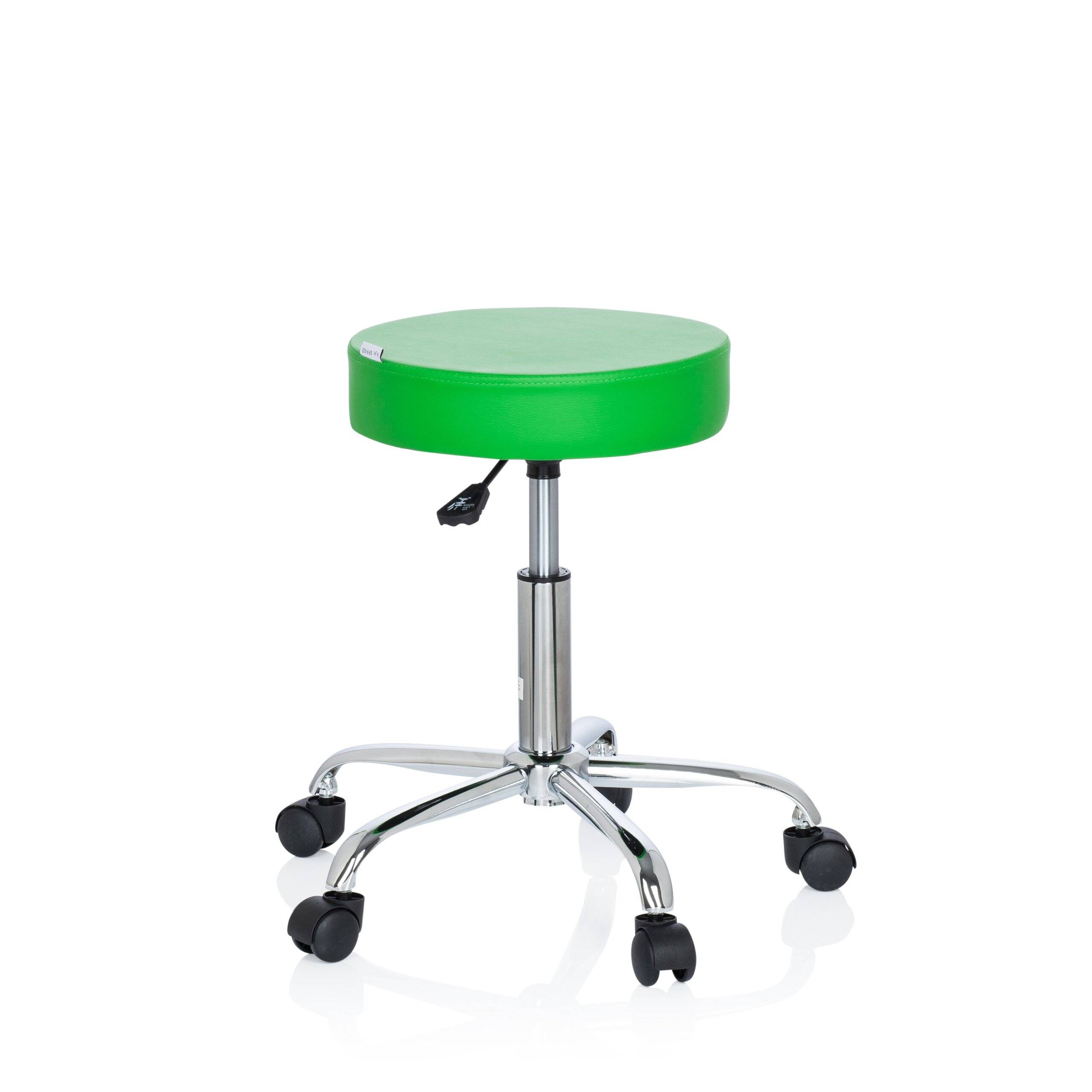 Hocker Drehhocker Arbeitsstuhl OPERATOR II Kunstleder grün Chrom hjh OFFICE-1