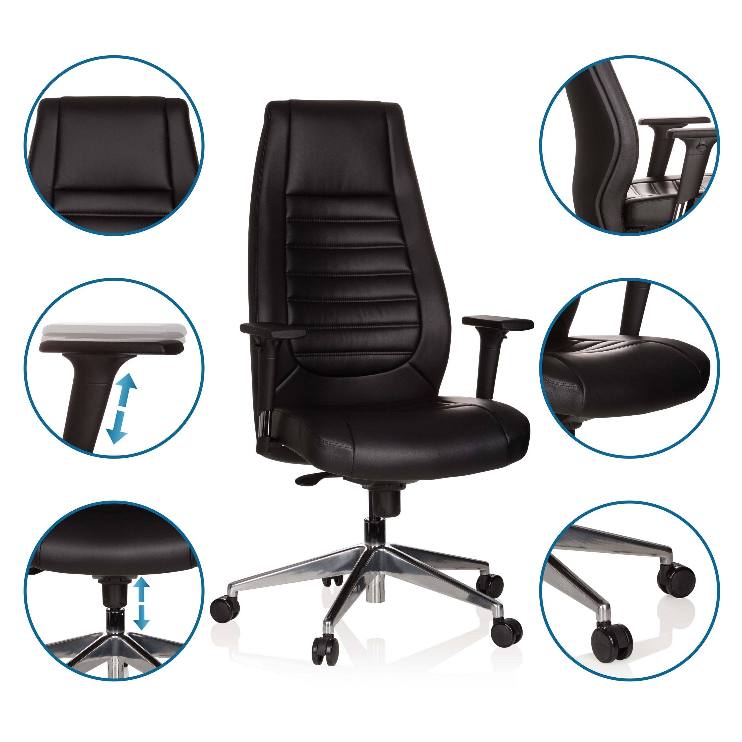 Bürostuhl Chefsessel VITORO Kunstleder schwarz hjh OFFICE-3