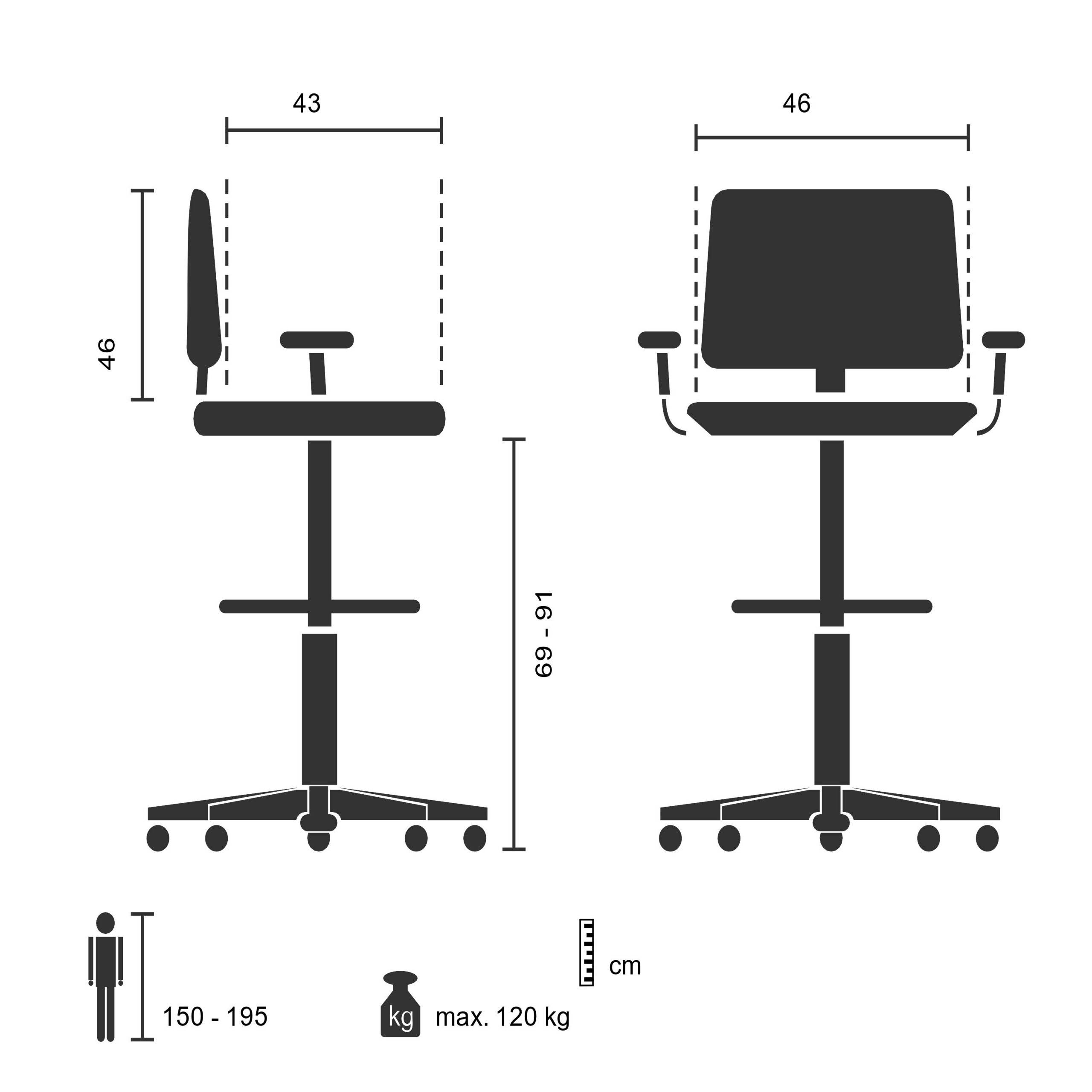 Arbeitsstuhl Counterstuhl TOP WORK 108 Netz schwarz hjh OFFICE-1